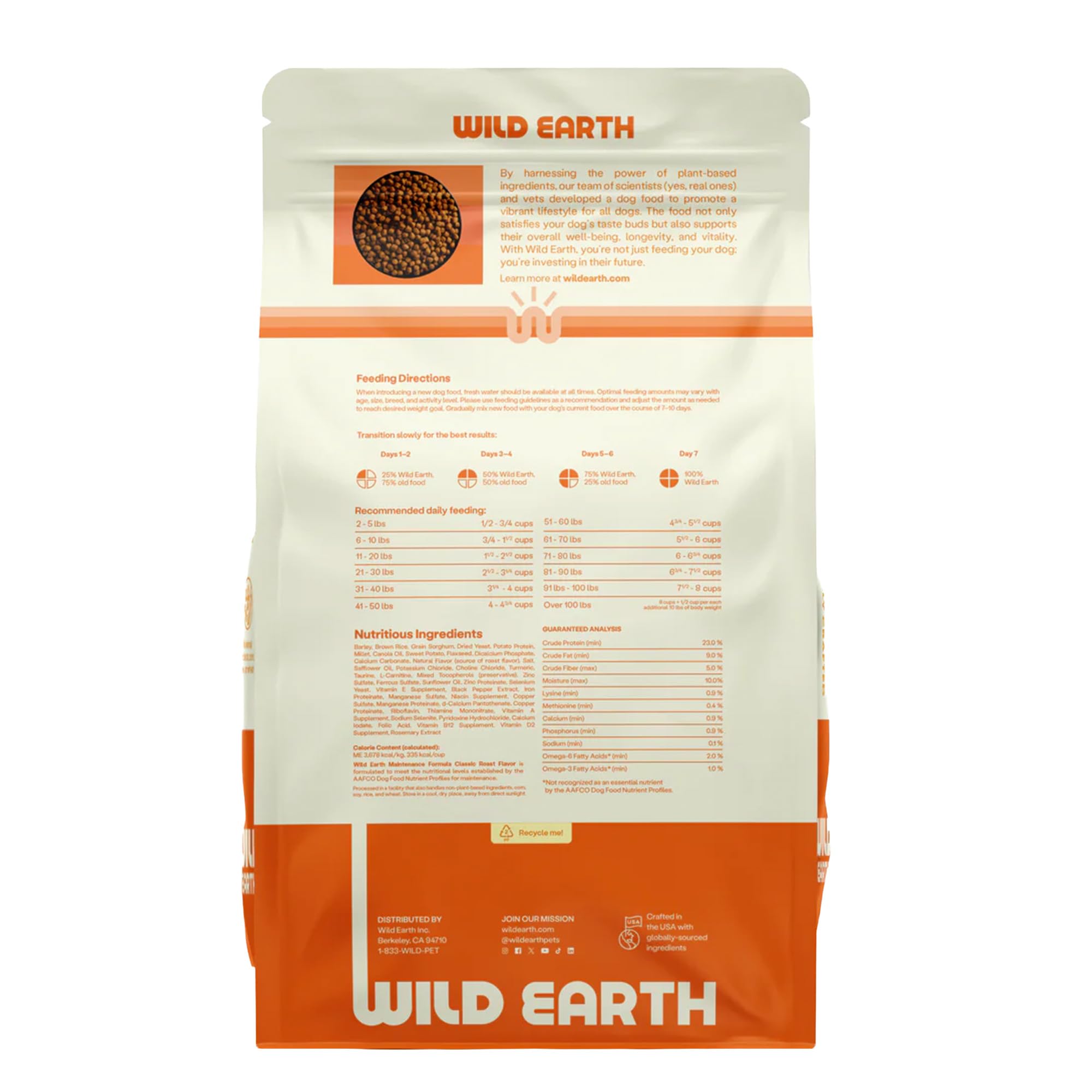 Wild Earth Vegan Dry Dog Food | Plant-Based Maintenance Formula | Vegetarian, Allergy Relief, Veterinarian-Developed for Complet