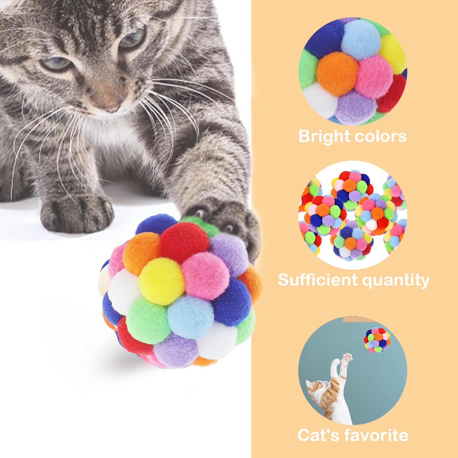 Thxutm Cat Toys 4Pcs - 1.75' Soft Plush Balls For Kittens & Indoor Cats | Machine-Washable Fuzzy Chew Toys, Noiseless Squeeze P