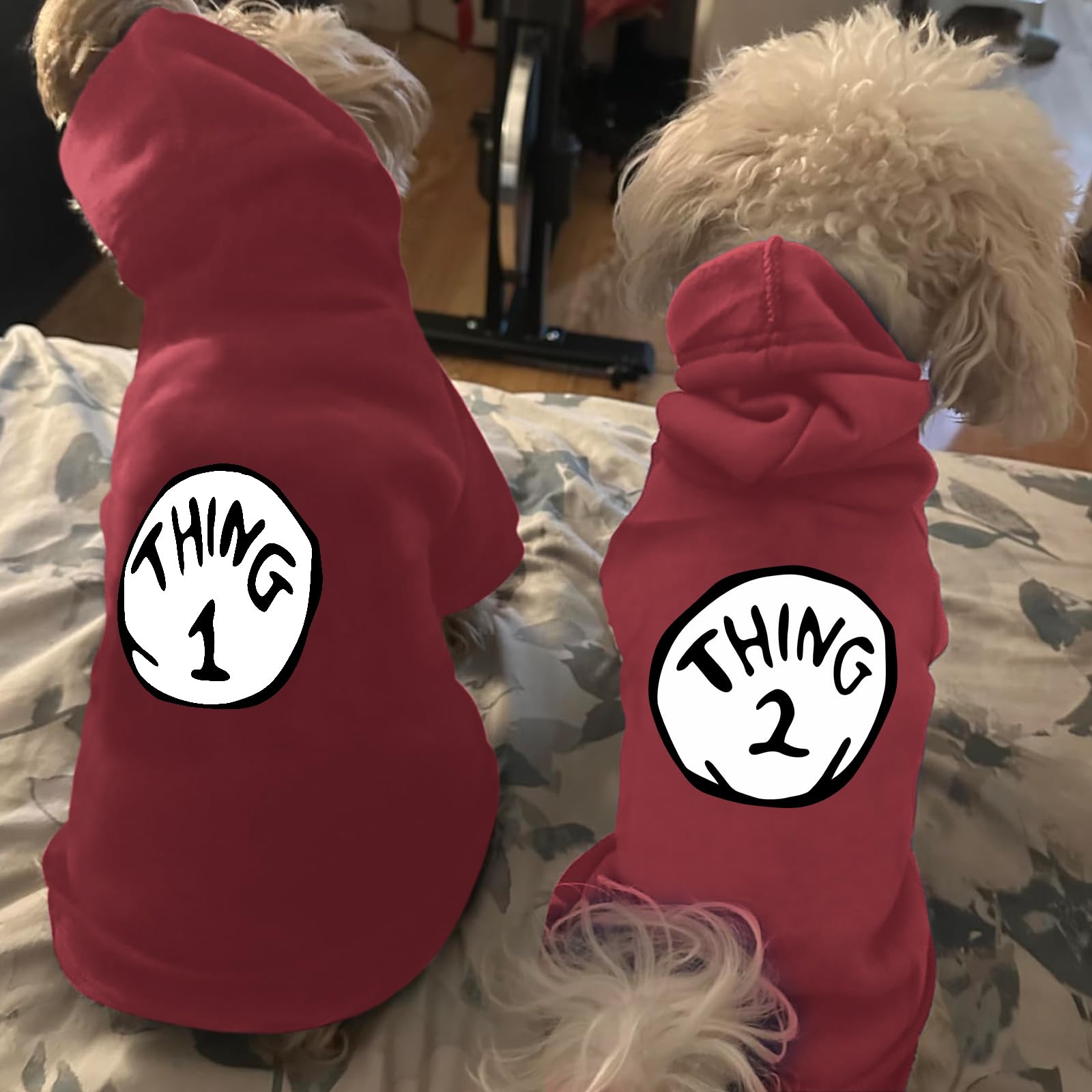 Cayxatiu Dog Hoodie Pet Clothes For Small Dogs Thing 1 Printed Hoodies Medium Puppy Hooded Sweatshirt Pullover Outfit(Wine Red,S