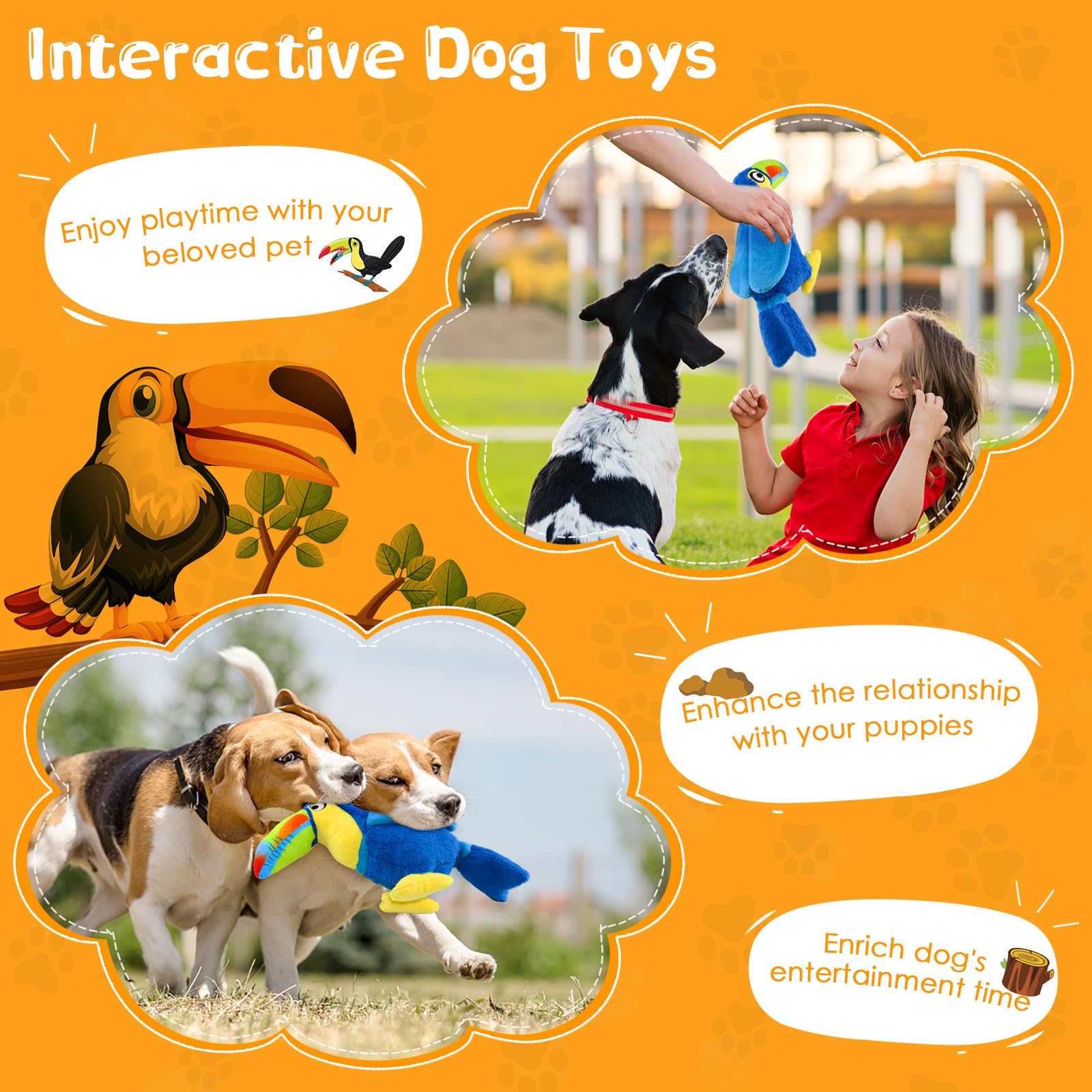 Wowbala Large Squeaky Dog Toys: Big Plush Dog Chew Toys For Small, Medium, Large Dogs-Puppy Toys To Keep Them Busy