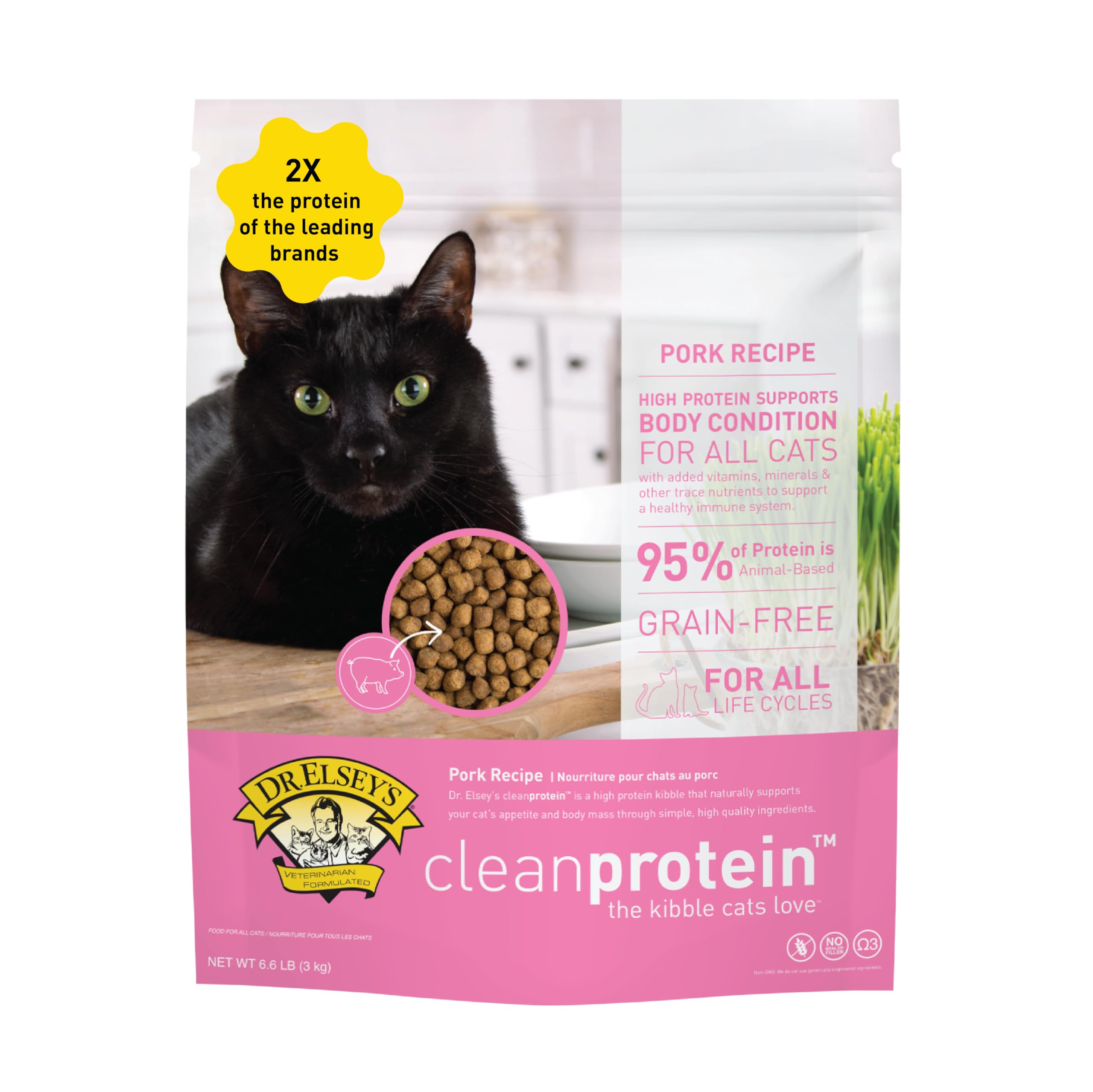 Dr. Elseys cleanprotein Pork Cat Kibble 6.6lb. Bag