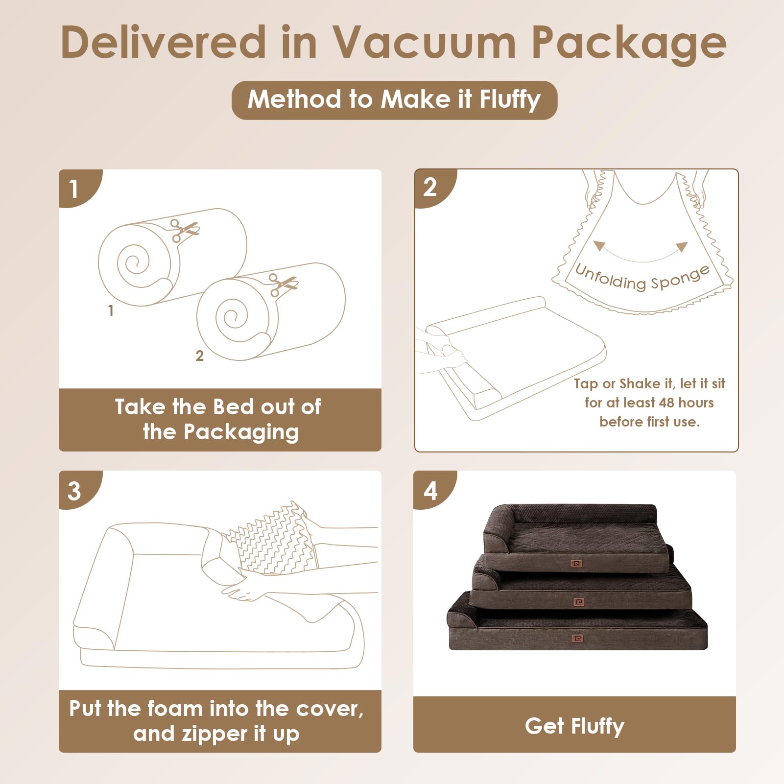 Eheyciga Memory Foam Orthopedic Dog Beds Large Sized Dog, Washable Dog Bed With Waterproof Lining Removable Cover, Dog Sofa Bed With Nonskid Bottom Pet Couch Bed, 36X27 Inches, Brown