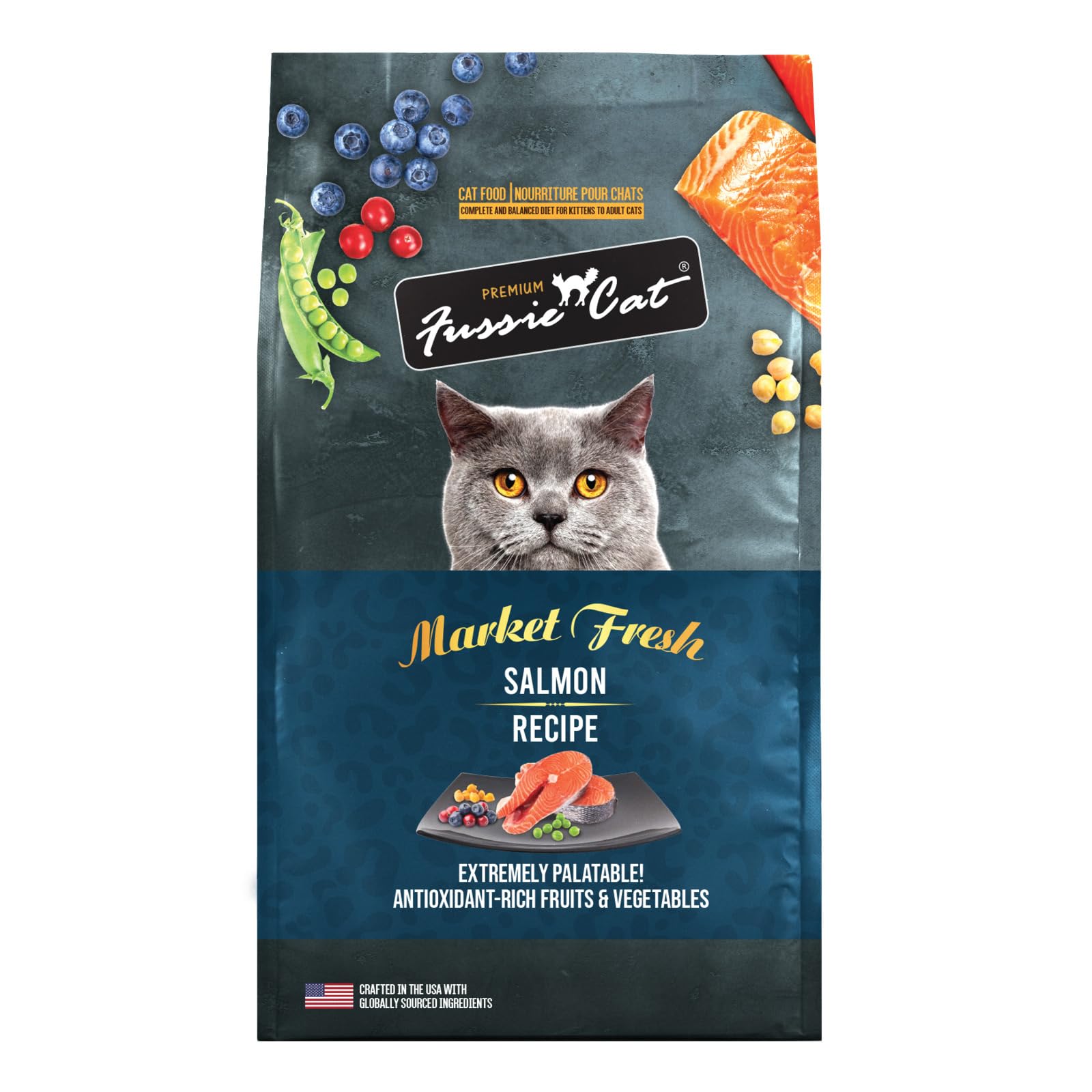 Fussie Cat Market Fresh Salmon Recipe,Dry Cat Food, 10lb Bag