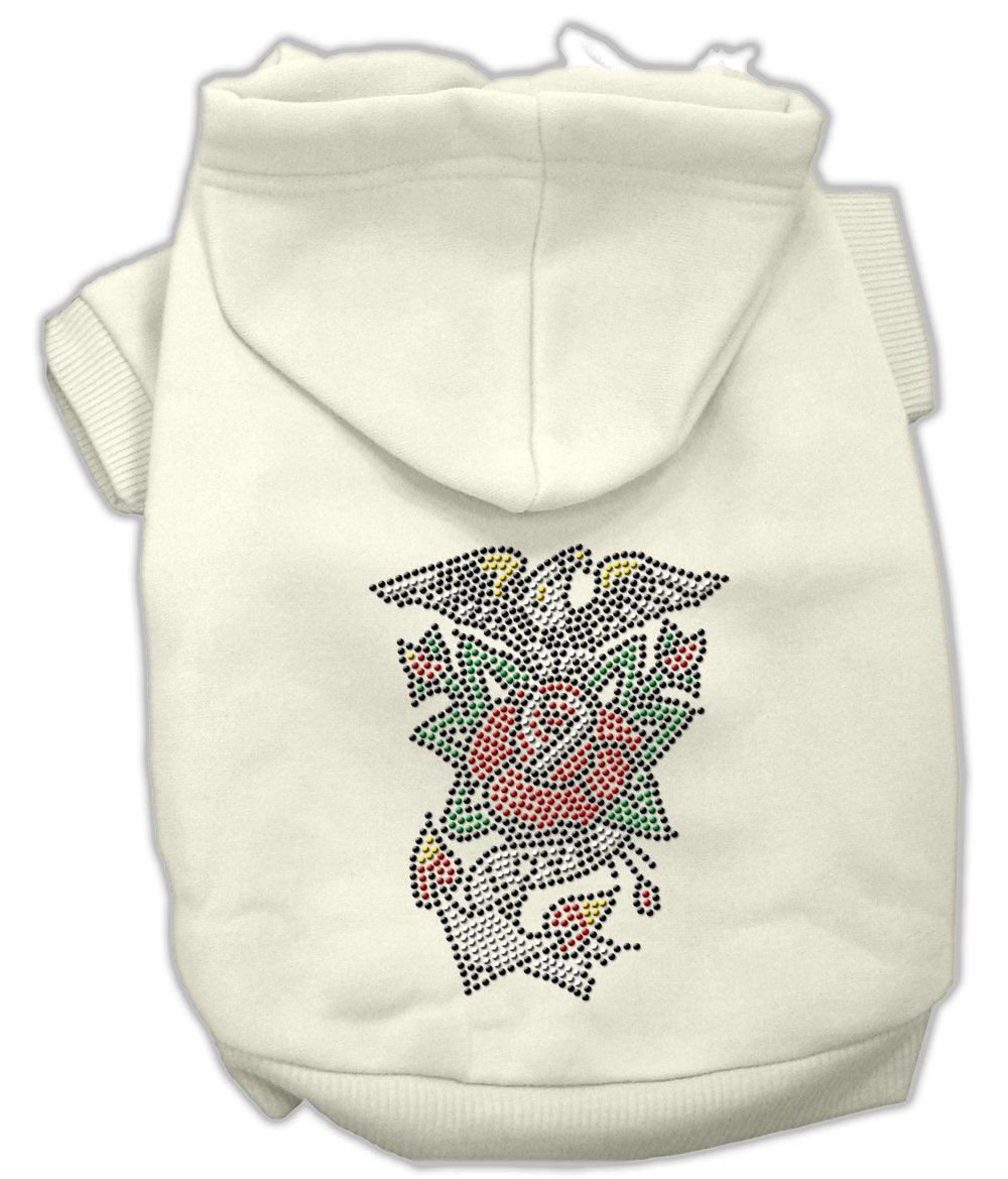 Pet, Dog & Cat Hoodie Nailhead Rhinestone, Eagle Rose Cream SM (3-6 lbs.)