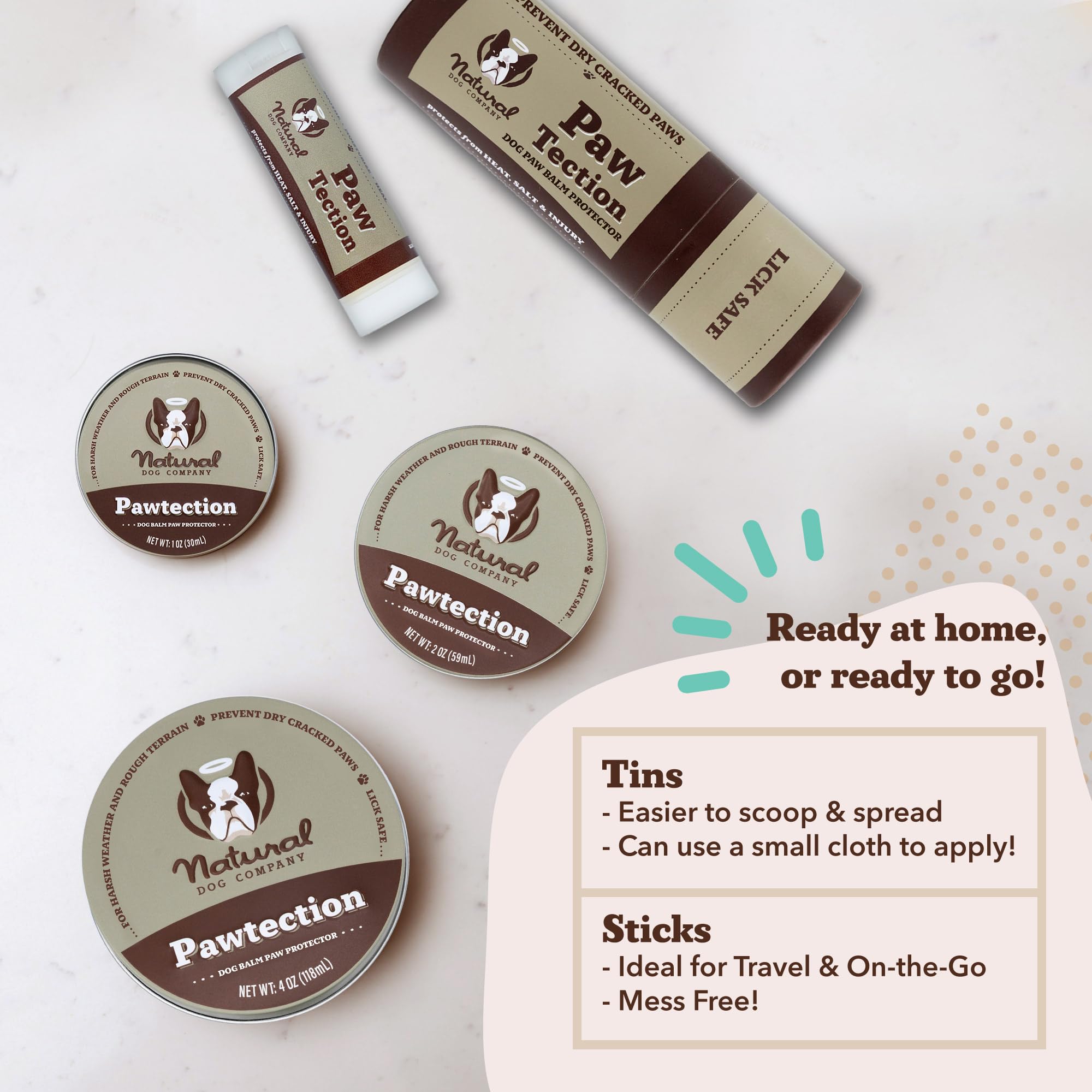 Pawtection Balm Stick For Dogs (2Oz) All-Natural, Lick-Safe Dog Paw Protector, Moisturizing Dog Paw Balm For Dry, Cracked Pads, Protects Paws From Winter Ice, Salt & Rough Terrain
