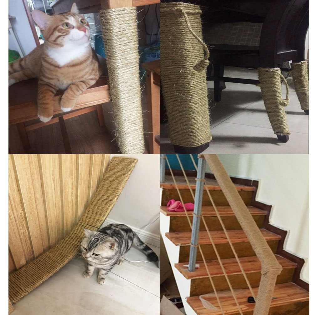 Yangbaga Sisal Rope For Cats - 1/4 Inch - Natural Fiber And Color 66Ft