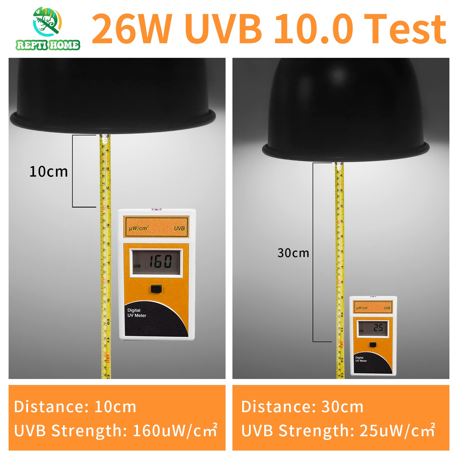 REPTI HOME UVB Reptile Light 10.0 - 26W Desert UVA UVB Bulb for Bearded Dragons, Lizards, Tortoises, Snakes, and Ge