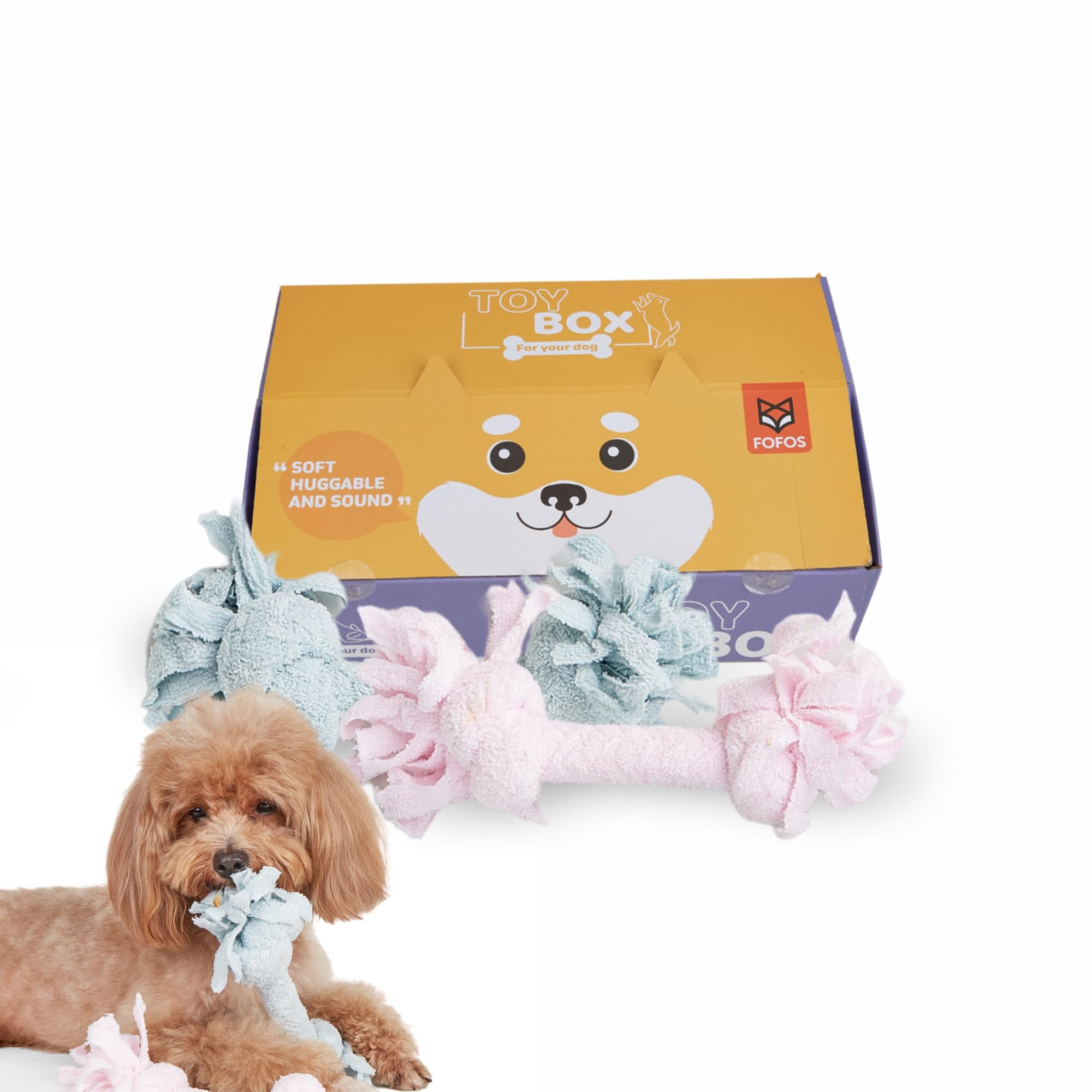 Barkbutler X Fofos Terry Fabric Rope Dog Toy  With 2 Knots, Teething Puppy Toy, MachineWashable, Colour Fast, Ideal Dog Toys A