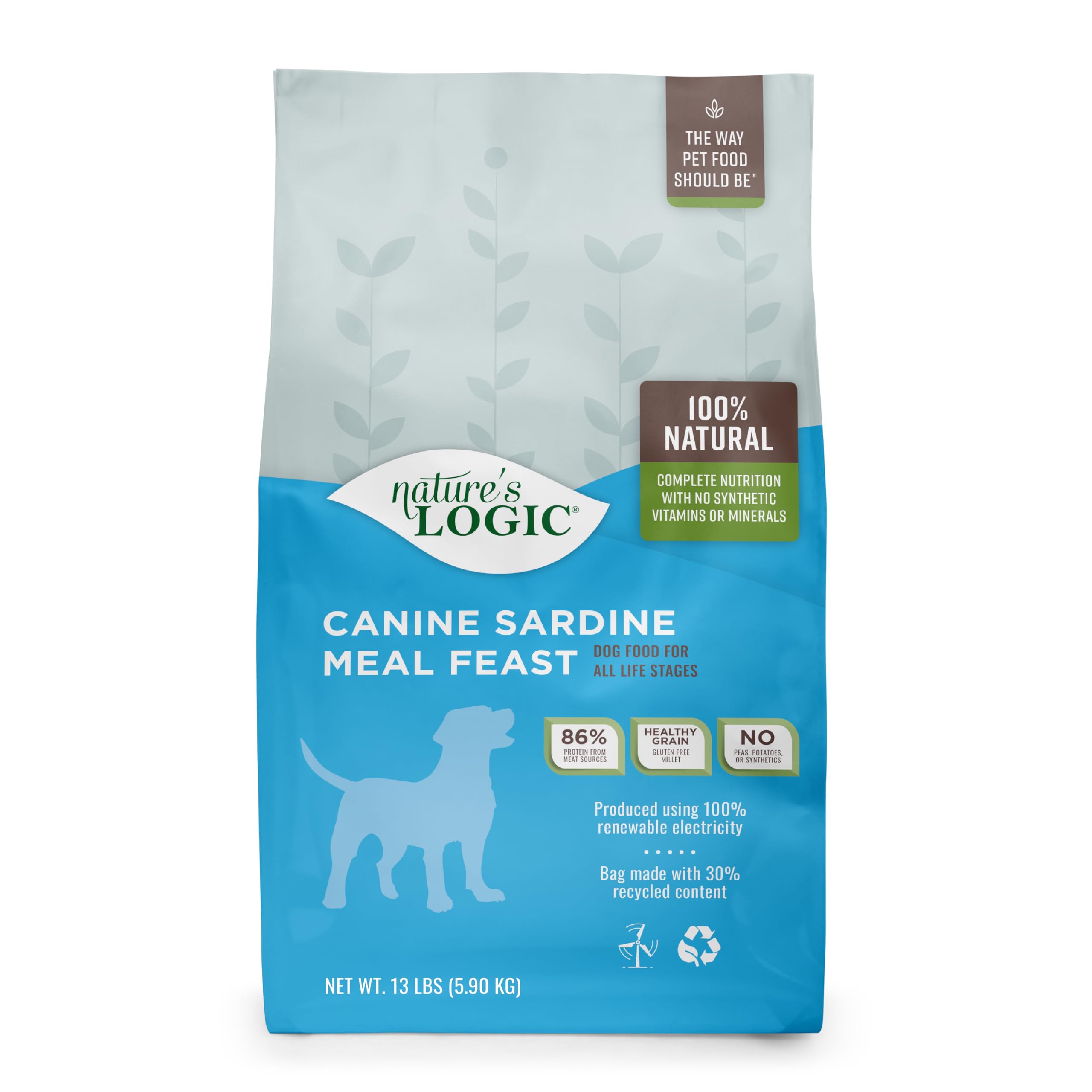 NATURES LOGIC Dry Dog Food - 100% Natural - No Synthetics - for All Ages, Sizes, Breeds - Free from Common Allergens, High Prot