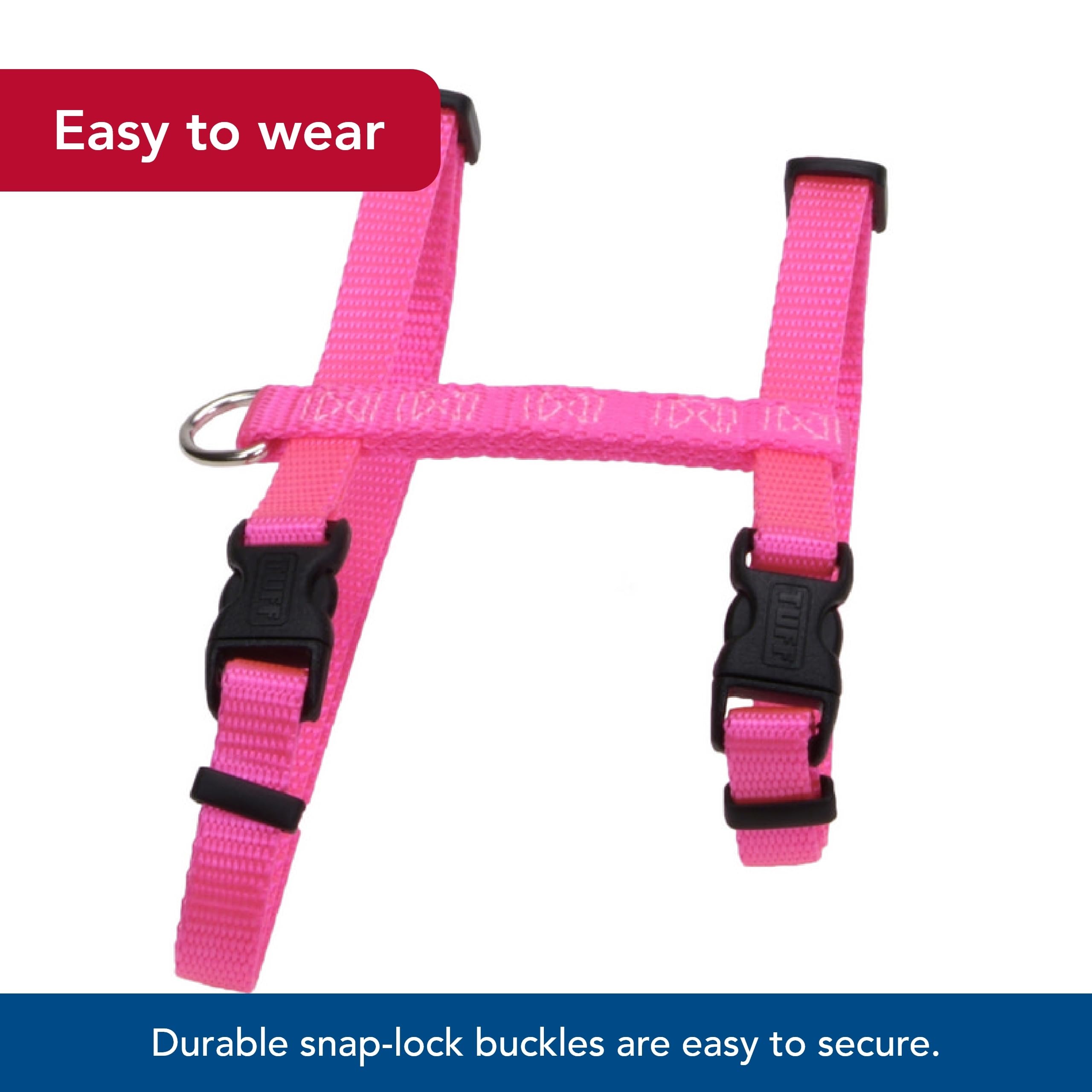 Coastal Pet Figure 'H' Adjustable Cat Harness - Outdoor Cat Supply - Comfortable For Cats - Secure Snap-Lock Buckles - Neon Pink, 3/8' X 10' - 18'