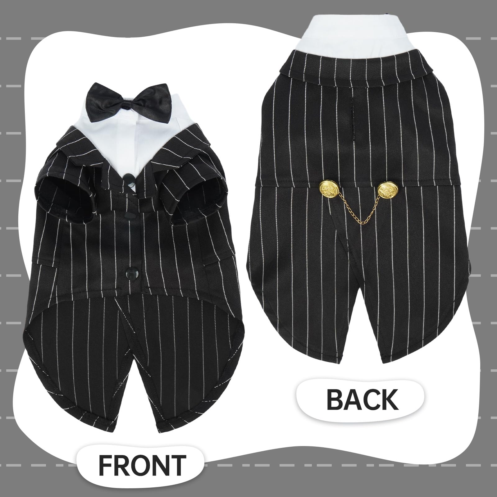 Qbleev Cat Tuxedo Suit, Sphynx Cat Suit With Bow Tie, Cat Halloween Costumes, Kitten Formal Attire Wedding Birthday Onesie Cloth