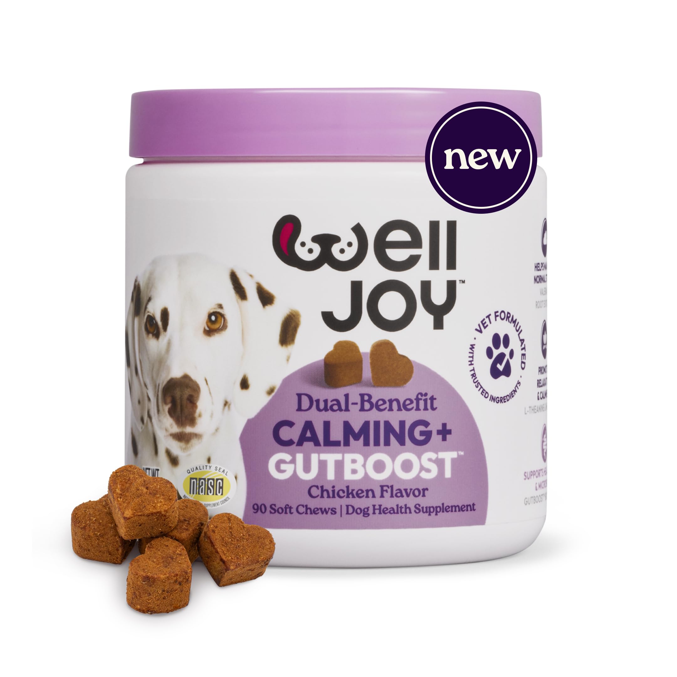 New! WellJoy Dog Supplement Calming+ GutBoost | Dog Health Supplement | Promotes Relaxation & Calmness | Dual-Benefit GutBoost F