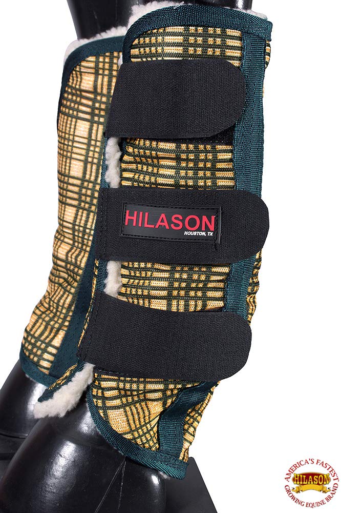 HILASON Large Horse Fly Boots Uv Protection Fleece Lined 4 Pack Plaid | Leg Boot Shoofly Leggings for Horses Hoof Boot Splint