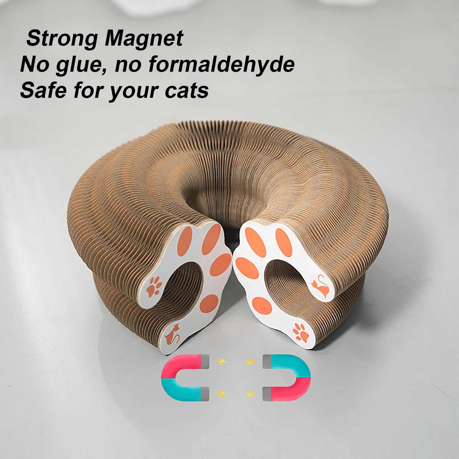 Fotn Kitty Curlz Cat Toy, Magic Organ Cat Interactive Scratcher Cardboard With Bell Ball, Foldable & Changeable Accordion Shape