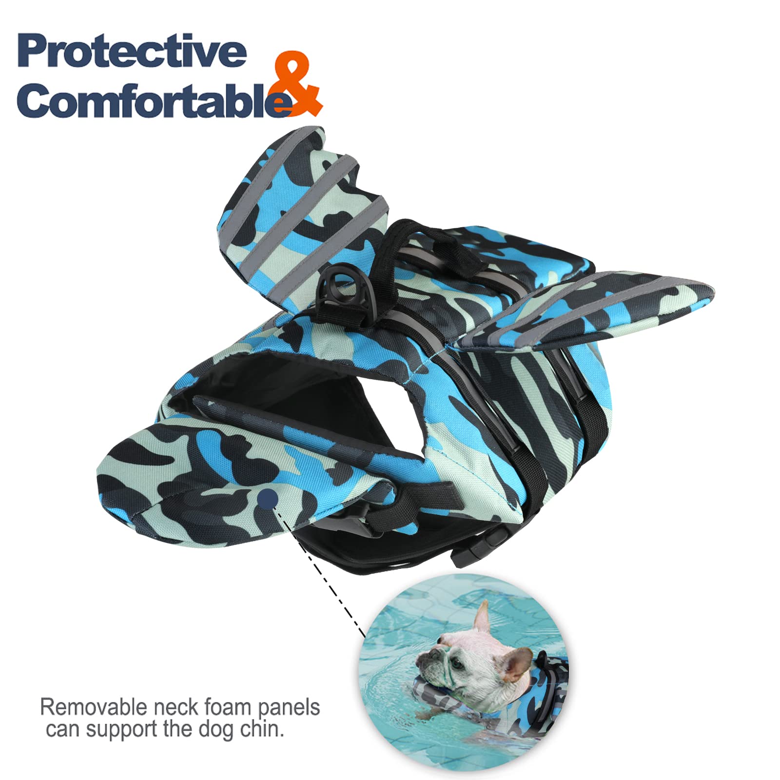 Petglad Dog Life Jacket, Wings Design Pet Life Vest, Dog Flotation Lifesaver Preserver Swimsuit with Handle for Swimming Pool Be