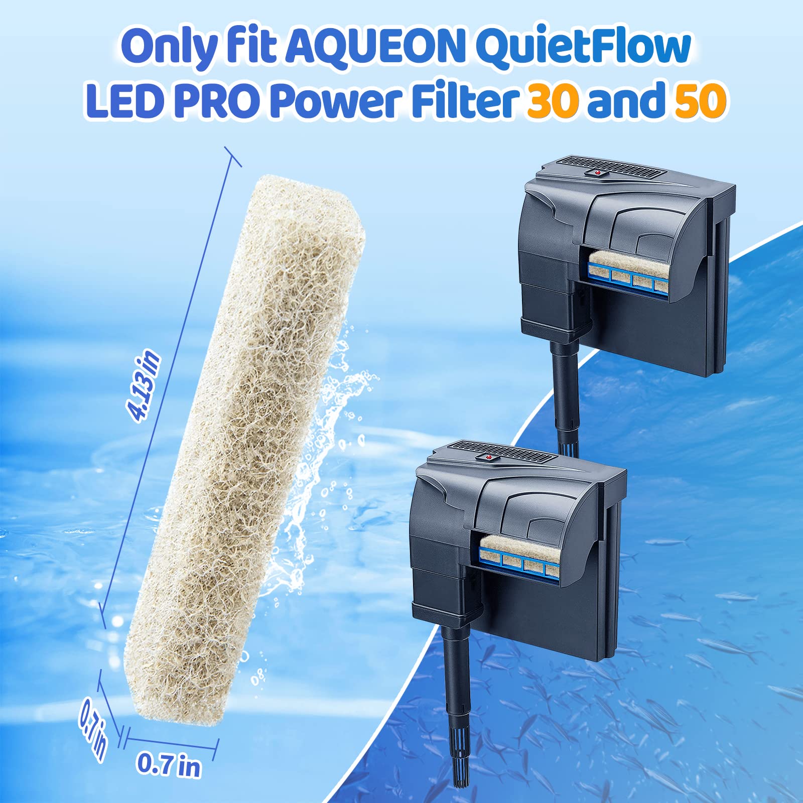 Hitauing 18 Count Ammonia Reducer Filter Pads For Aqueon Quietflow Led Pro Model 30 And 50, Specialty Filter Pads For Aqueon Qui