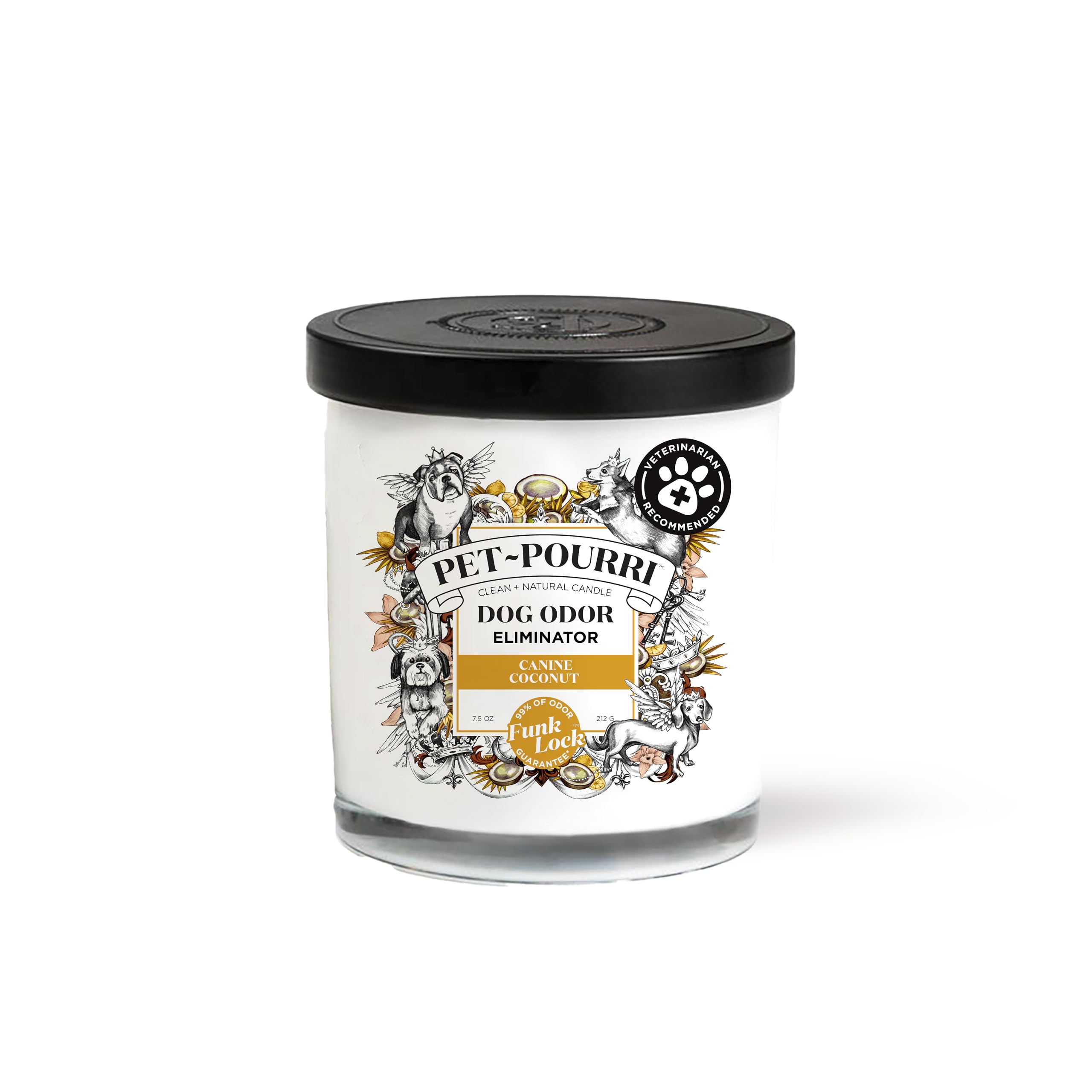 Pet-Pourri Canine Coconut Dog Deodorizer Candle - Puppy & Dog Safe - Plant Based Ingredients & Wax - Vet Approved - Aromatherapy