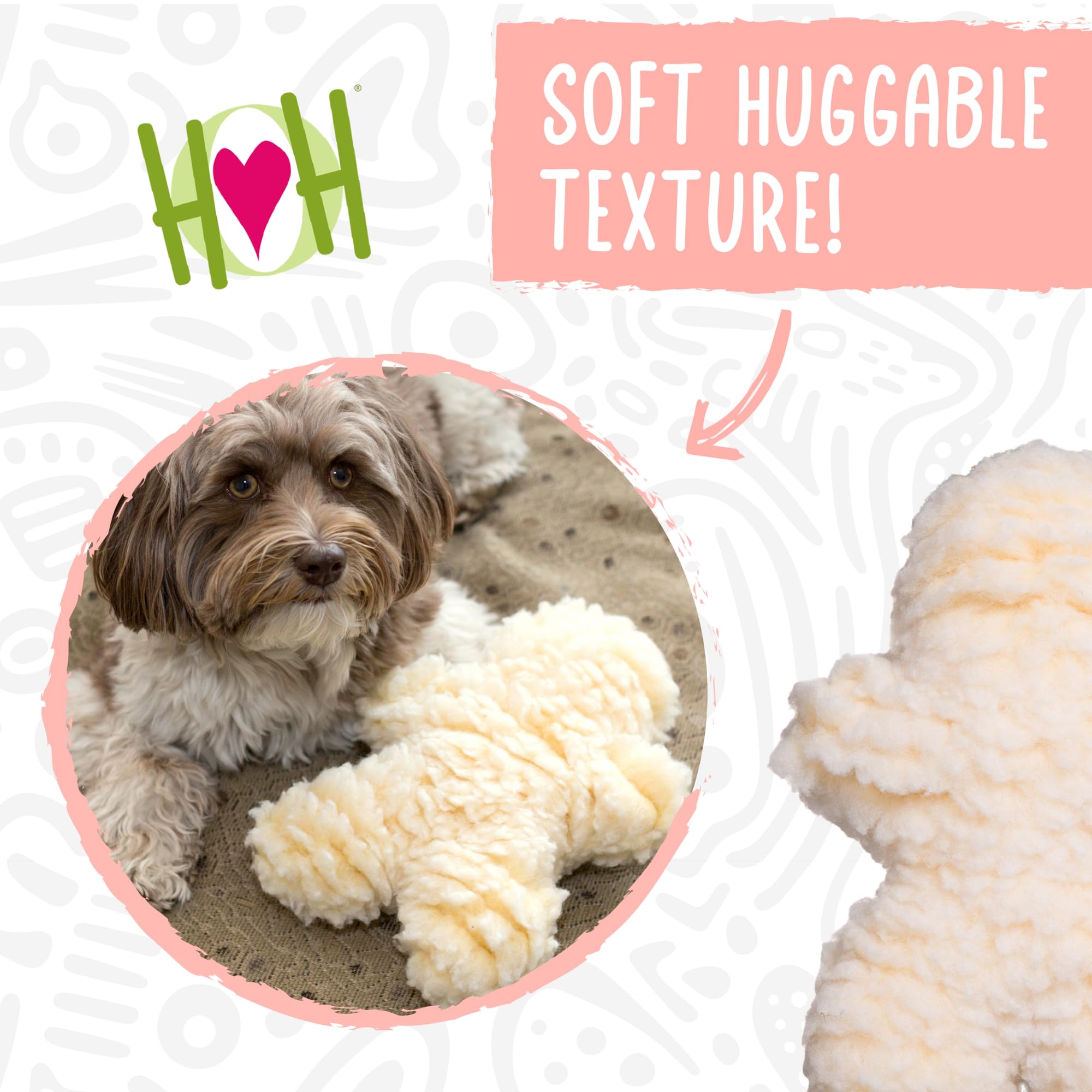 Hugglehounds Fleece Dog Toys For Aggressive Chewers & Small Dogs - Squeaky Plush Dog Toy - Soft Yet Durable Stuffed Pet Toy - Puppy Toys For All Breeds | Hugglefleece Best Chew Toy, Small Grey Man