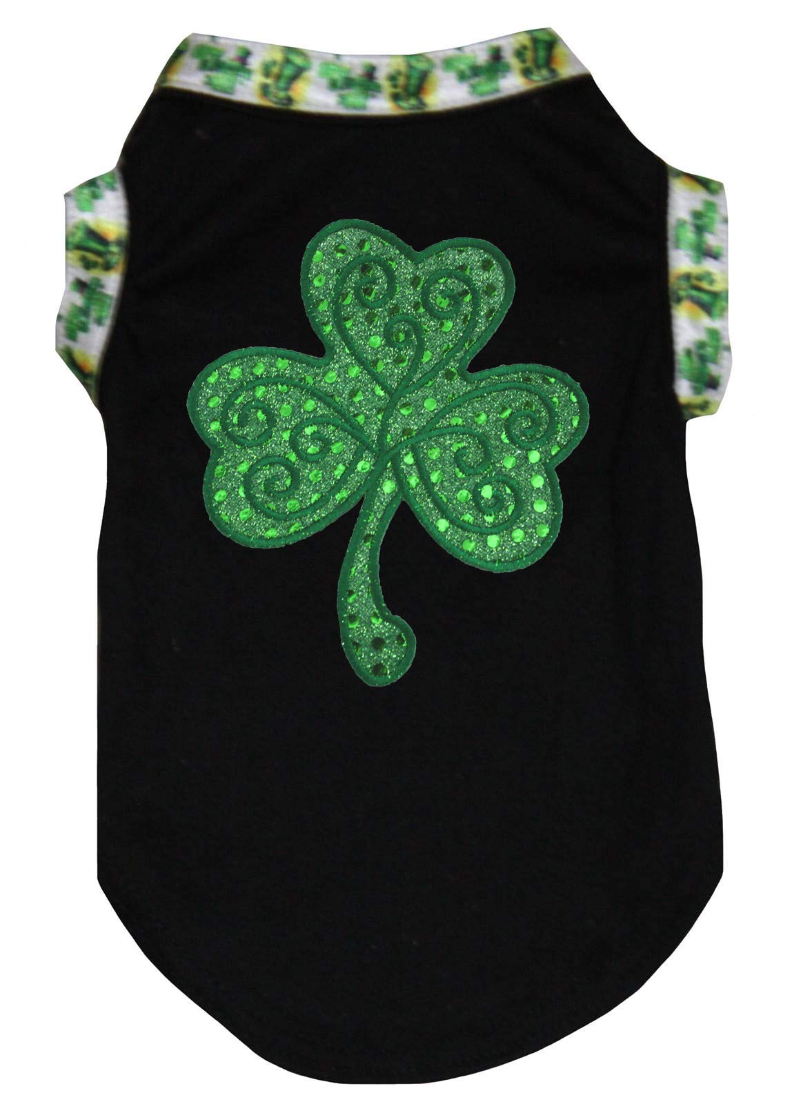 Petitebella Green Sequins Clover Puppy Dog Shirt (Black/Hat, Xxx-Large)