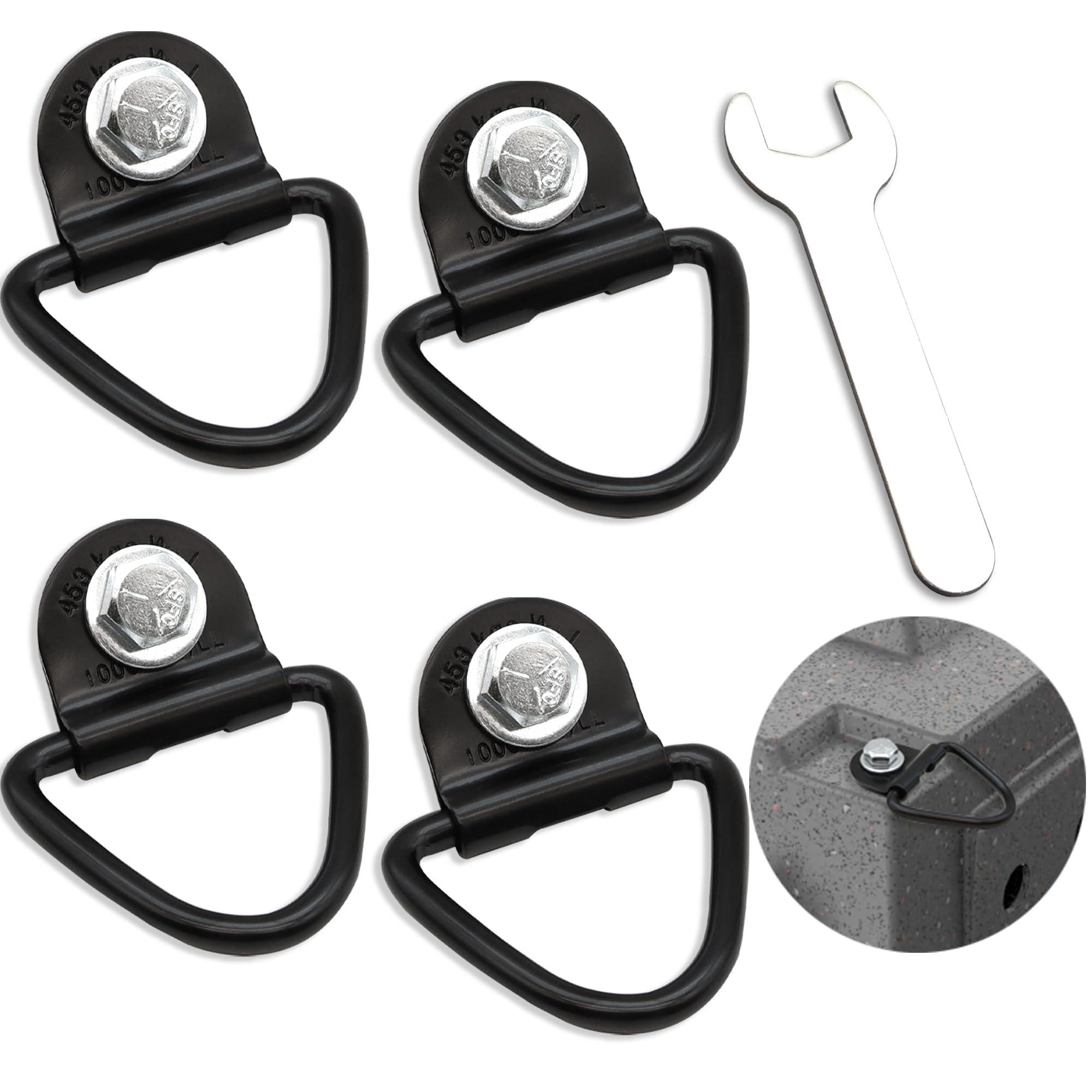Terixe 4 Pack Tie Down Kit For Ruffland Kennel - Tie Down D-Ring Kit, 1000Lb Load Capacity, With Wrench - Easy Installation, Com