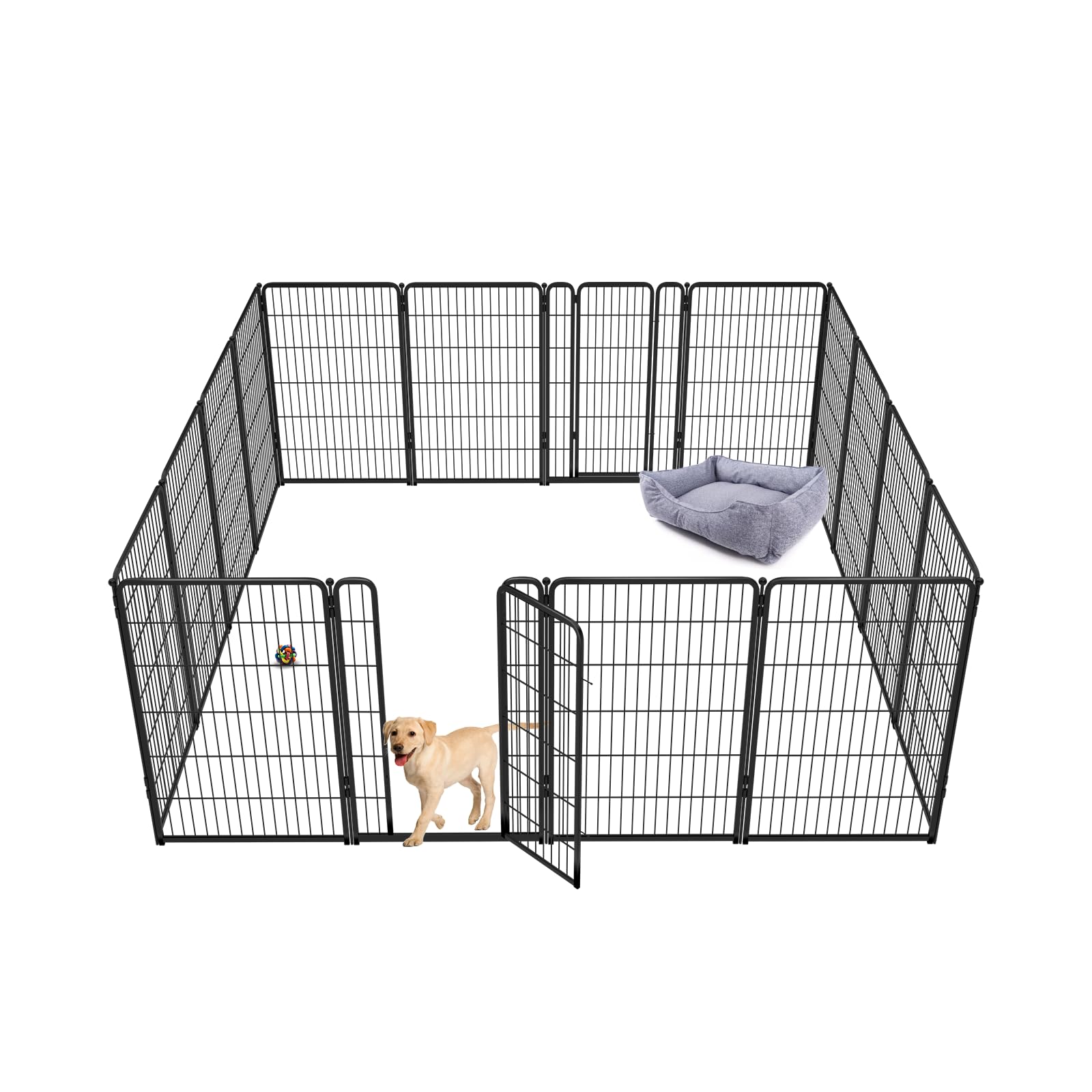 Fxw Homeplus Indoor Dog Playpen - Stress-Free And Safe Play, 45 Inch 16 Panels For Large Dogs, Black│Patented