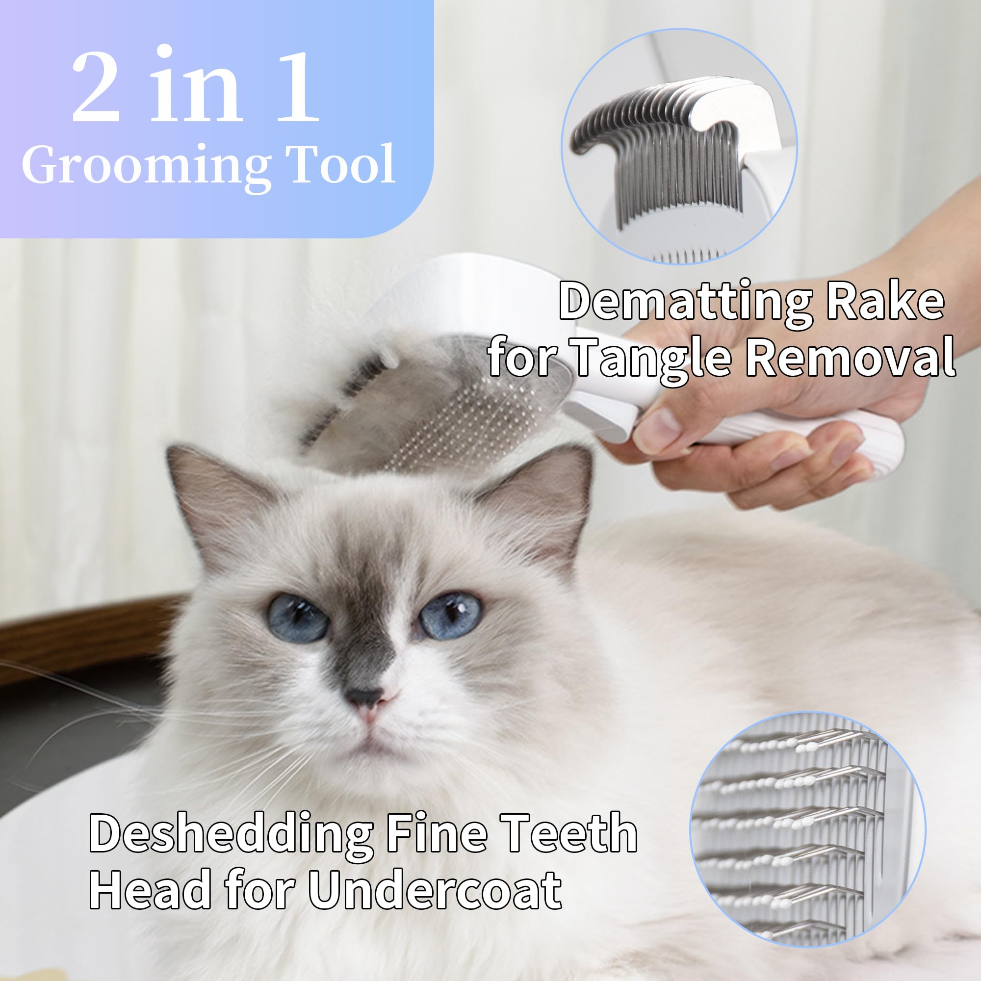 Pawsailor 2-In-1 Dogs Self Cleaning Slicker Brush, Cat Undercoat Rake,Shedding Grooming Tool Planet Hair Removal Comb For Long S