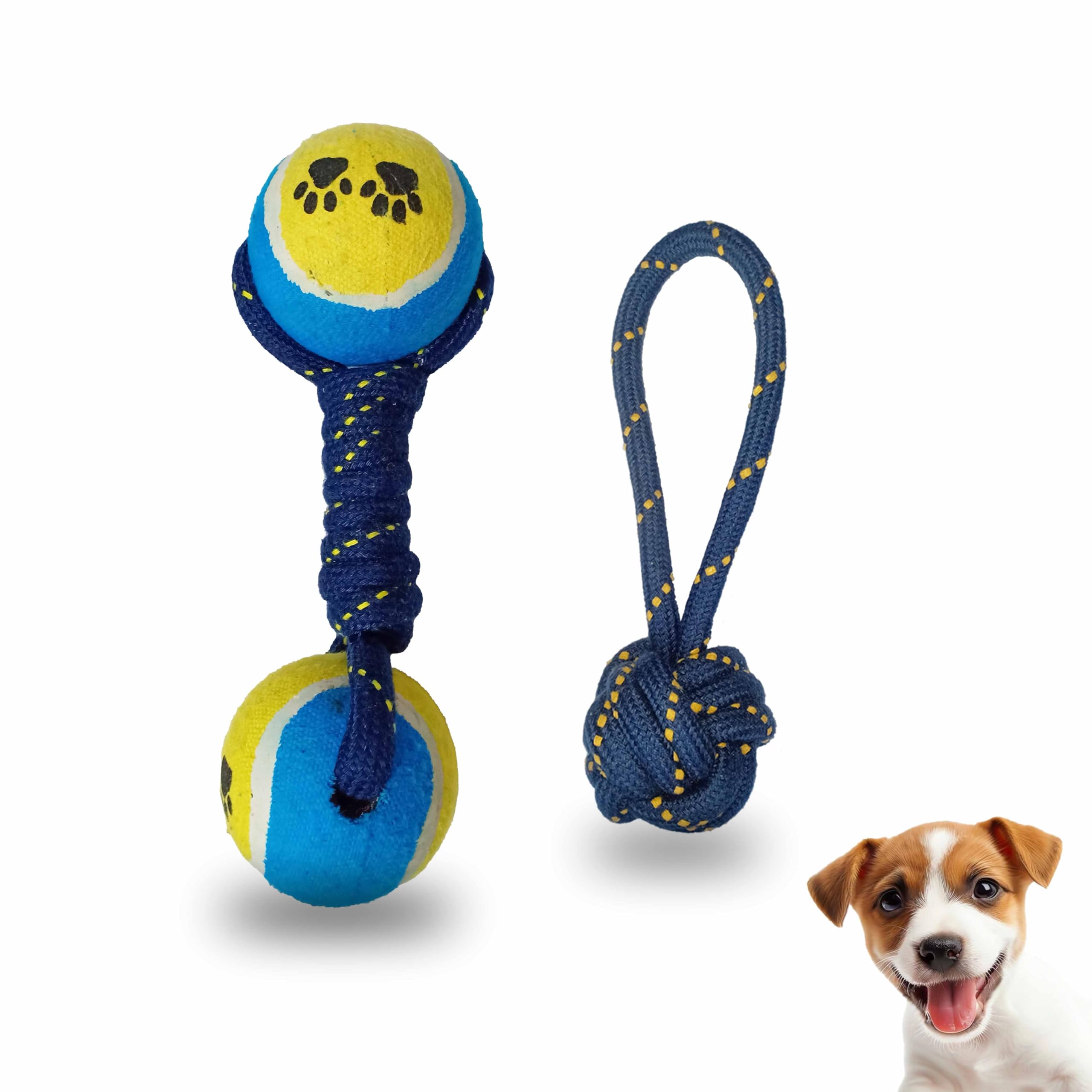 Combo Of 2 Dog Chew Tug Toys For Puppies & Dogs | Durable Rope Teething Toys For Small Medium Large Breeds | Color May Vary | Te