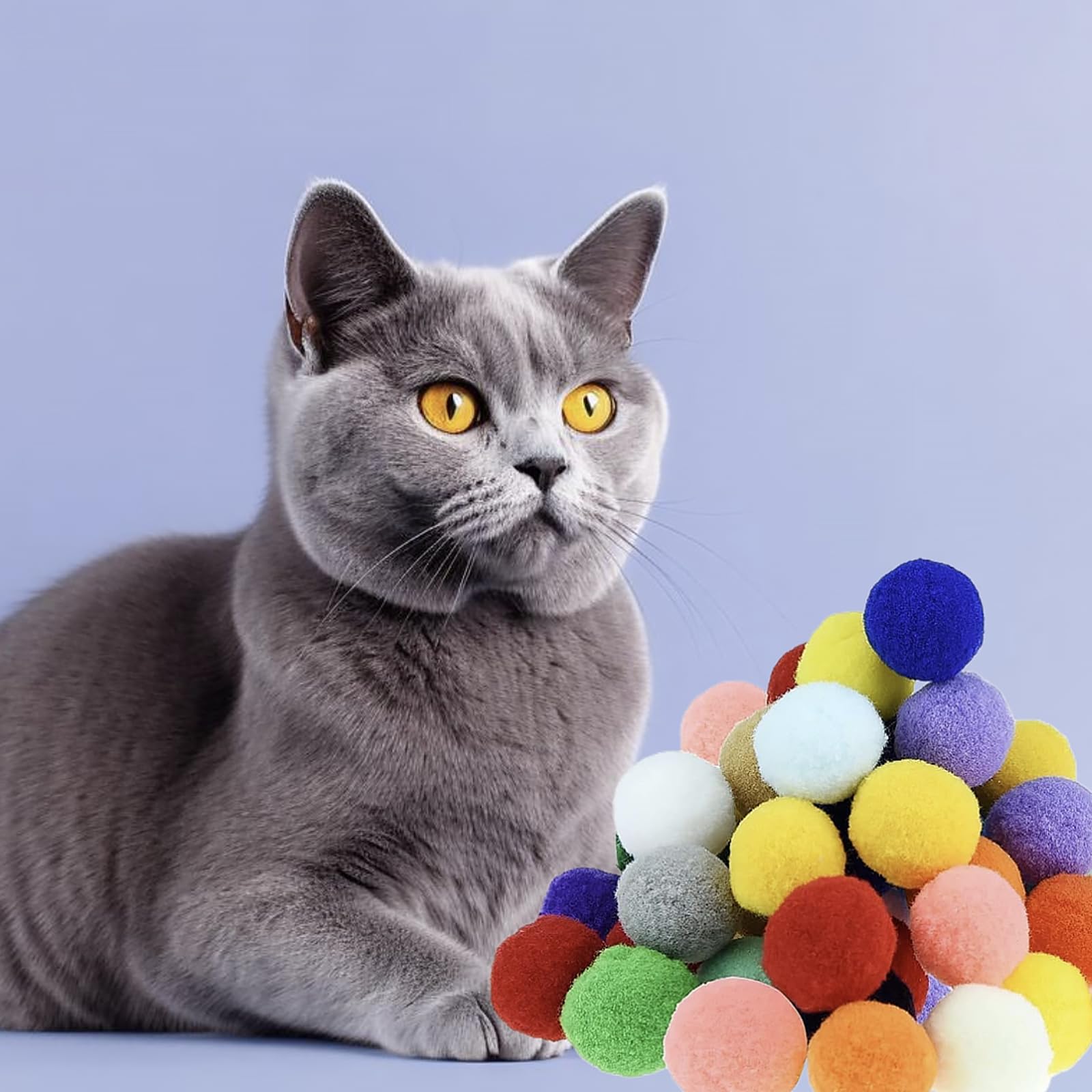 Thxutm Cat Toy Balls, 10Pcs Premium Soft Pom Pom Balls For Kittens, 1,9'' Funny Interactive Cat Pompom Toys For Bored Indoor Cat