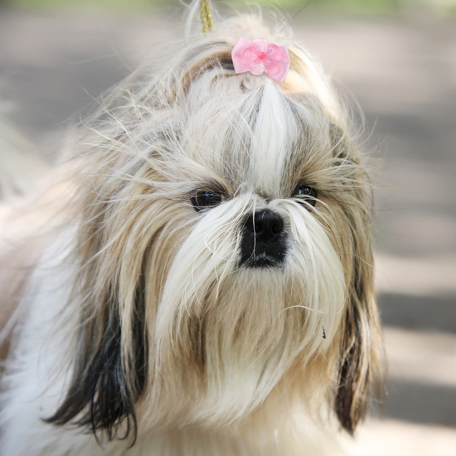 Yunsailing 100 Pcs Christmas Dog Bows Gifts Cute Dog Hair Bows Bulk Handmade Puppy Bowknot Hair Bow With Strong Rubber Bands And Rhinestone Pearls For Pet Dog Lover Present Hair Grooming Accessories