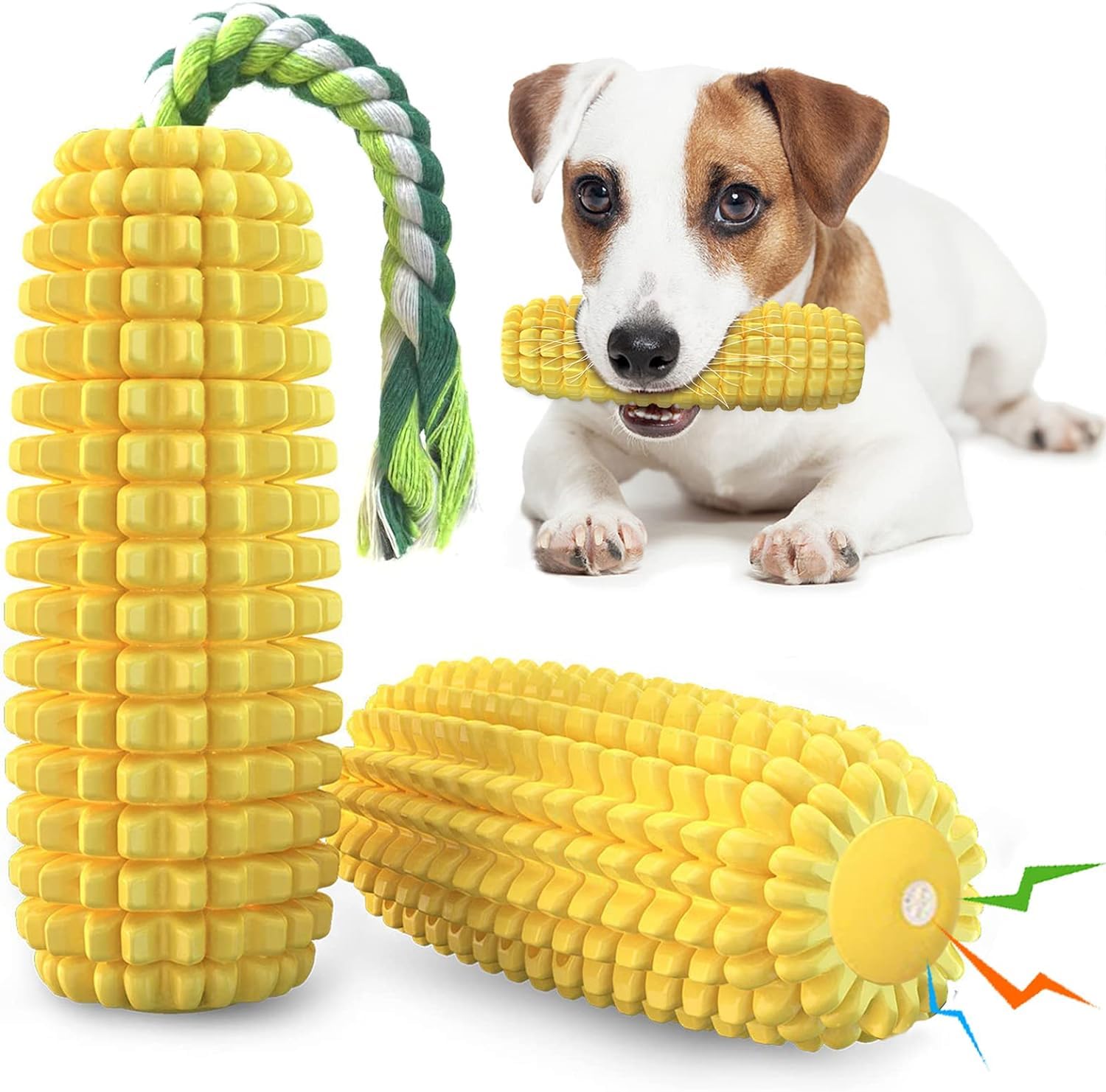 Woofy Corn Shape Dog Chew Toy, Natural Rubber Dog Teething Toy, Dog Toy For Entertainment And Dental Benefits, For All Breed Dog