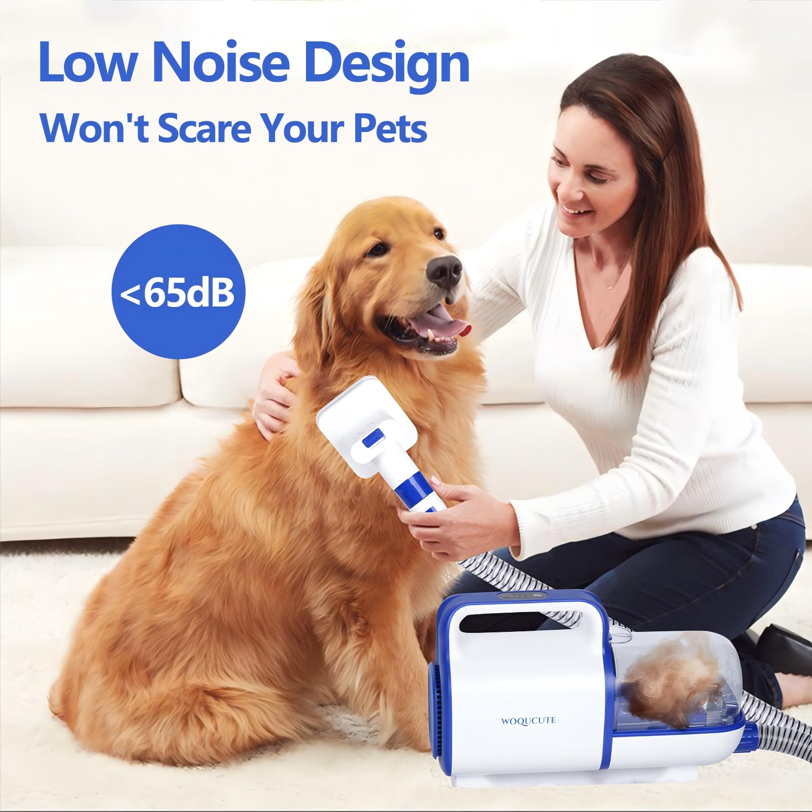Woqucute Cordless Dog Grooming Vacuum Kit, 11000Pa Dog Vacuum For Shedding Grooming With Clipper, Trimmer, Nail Grinder, Low Noi