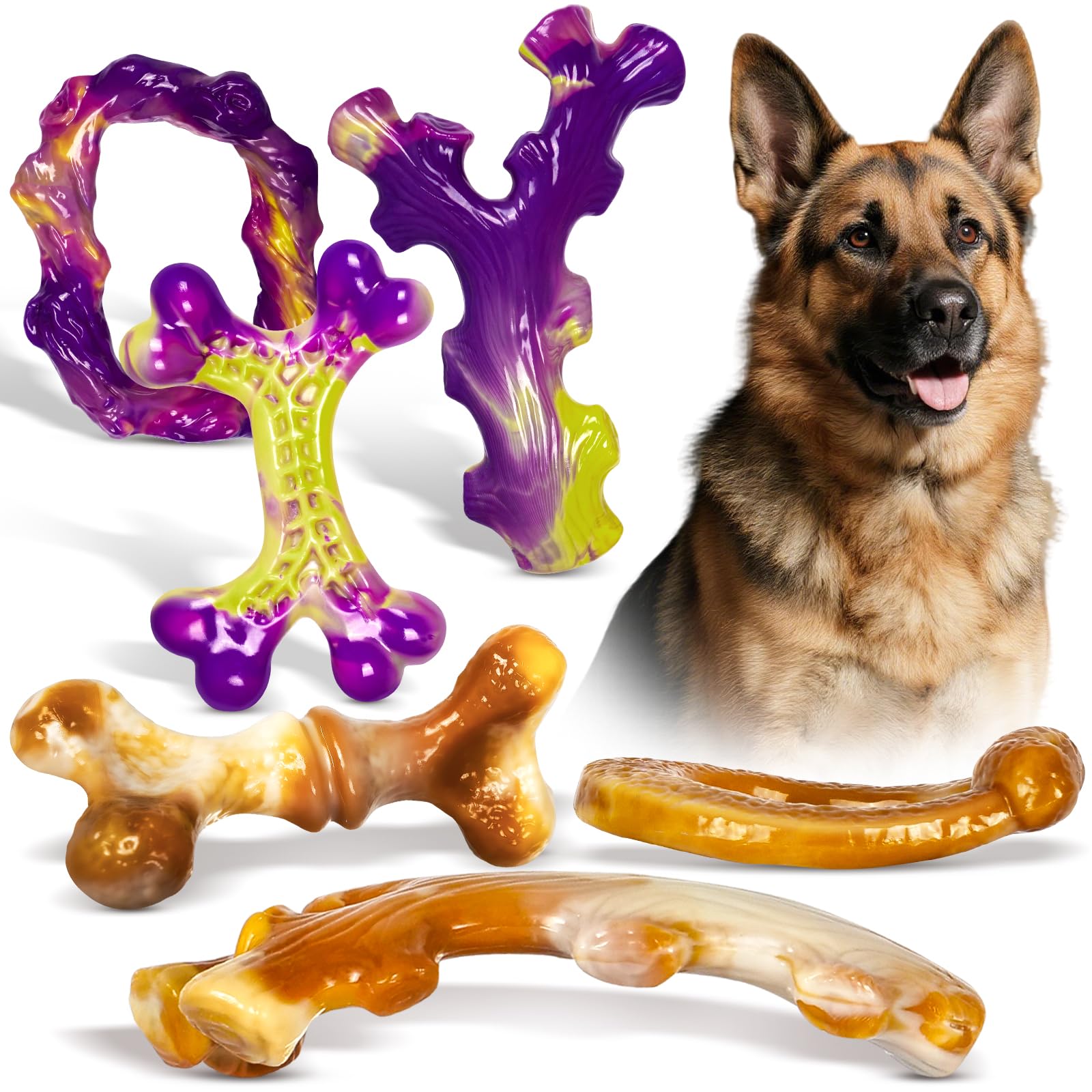 Frienhund 6 Pack Indestructible Dog Toys for Aggressive Chewers, Durable Nylon Bone for Large Dogs, Dog Toy for Aggressive Chewe