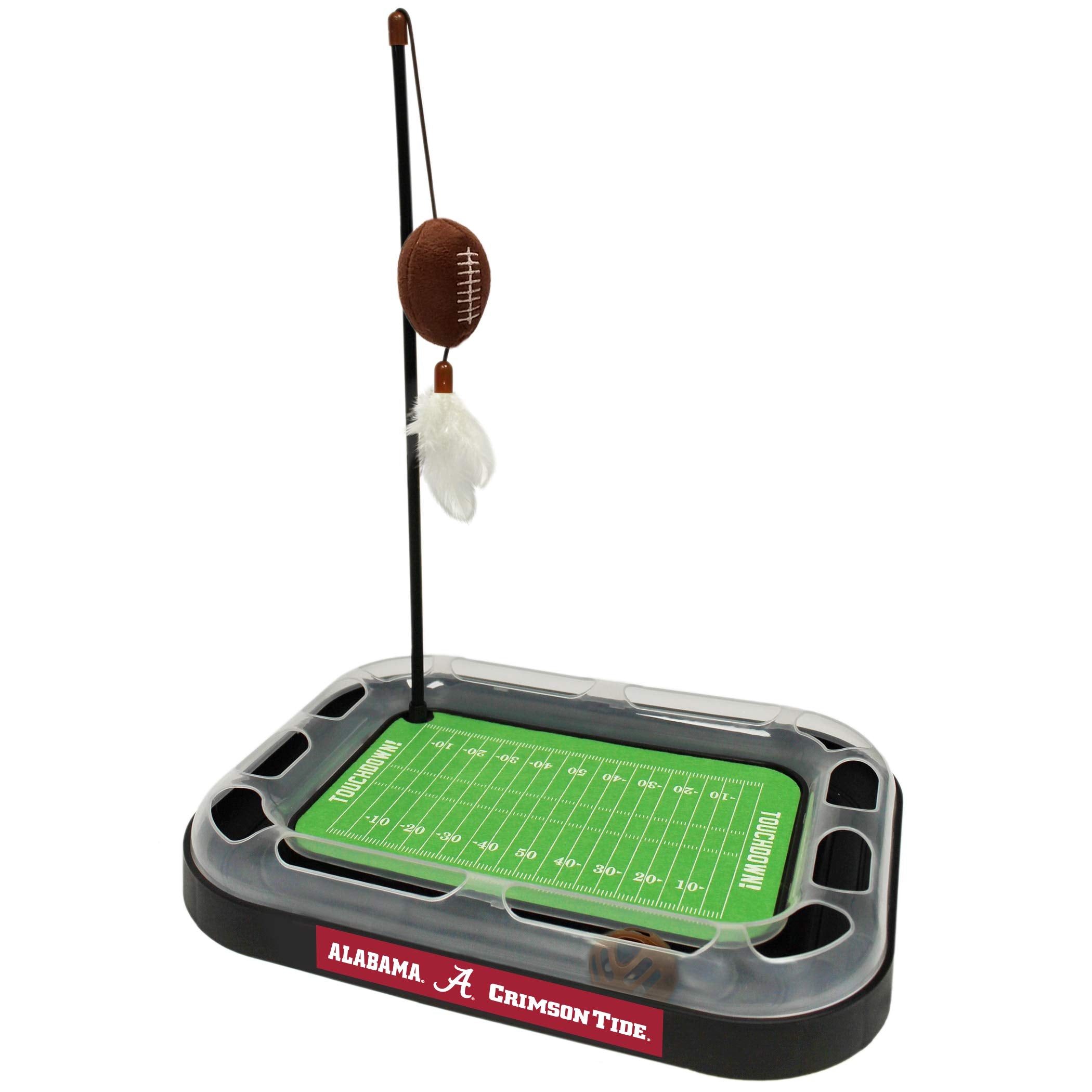 Pets First 5-In-1 Cat Toy: Scratcher, Wand, Plush Football & Feathers With Catnip & Interactive Cat Ball Bell
