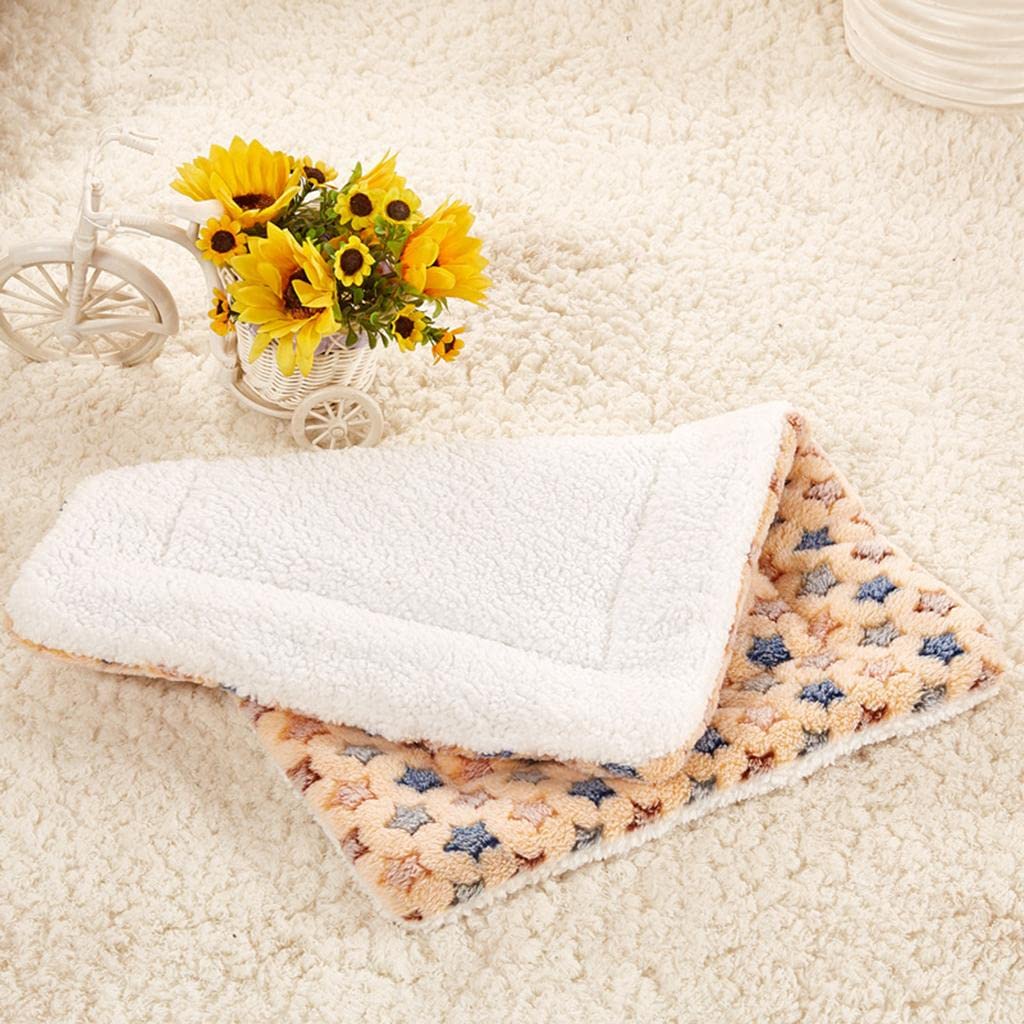 HEAVENGLOW Winter Dog Warm Blanket Coral Fleece Puppy Cat Sleep Mat Beige50x75cm