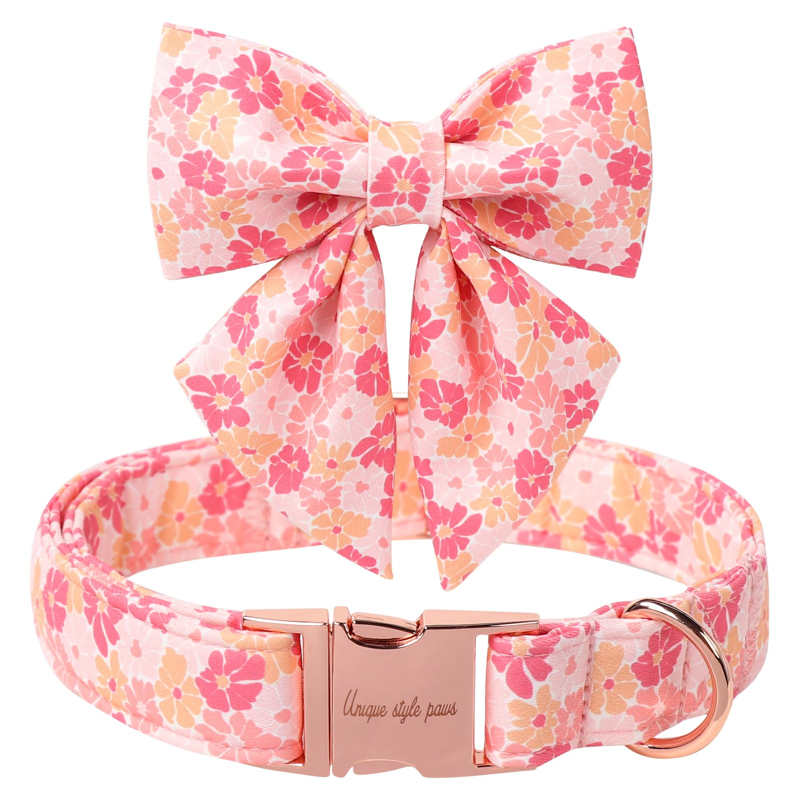 Unique Style Paws Cartoon Dog Collar With Bowtie Spring Summer Puppy Collar With Flower For Small Medium Large Boys Girls Dogs