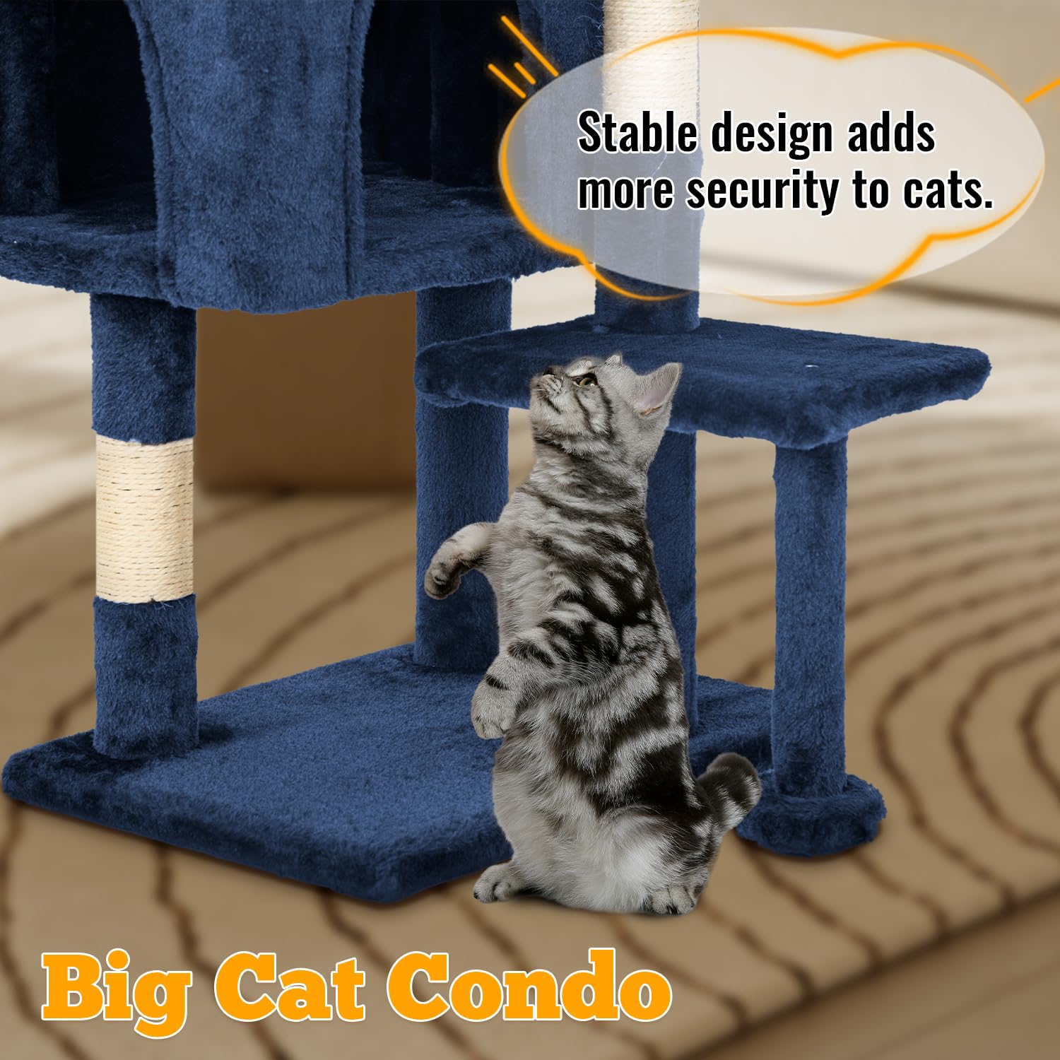 FDW 37.8 inch Cat Tree Cat Tower for Indoor Cats with Scratching Posts,Multi-Level Cat Furniture Activity Center Stand House Cat