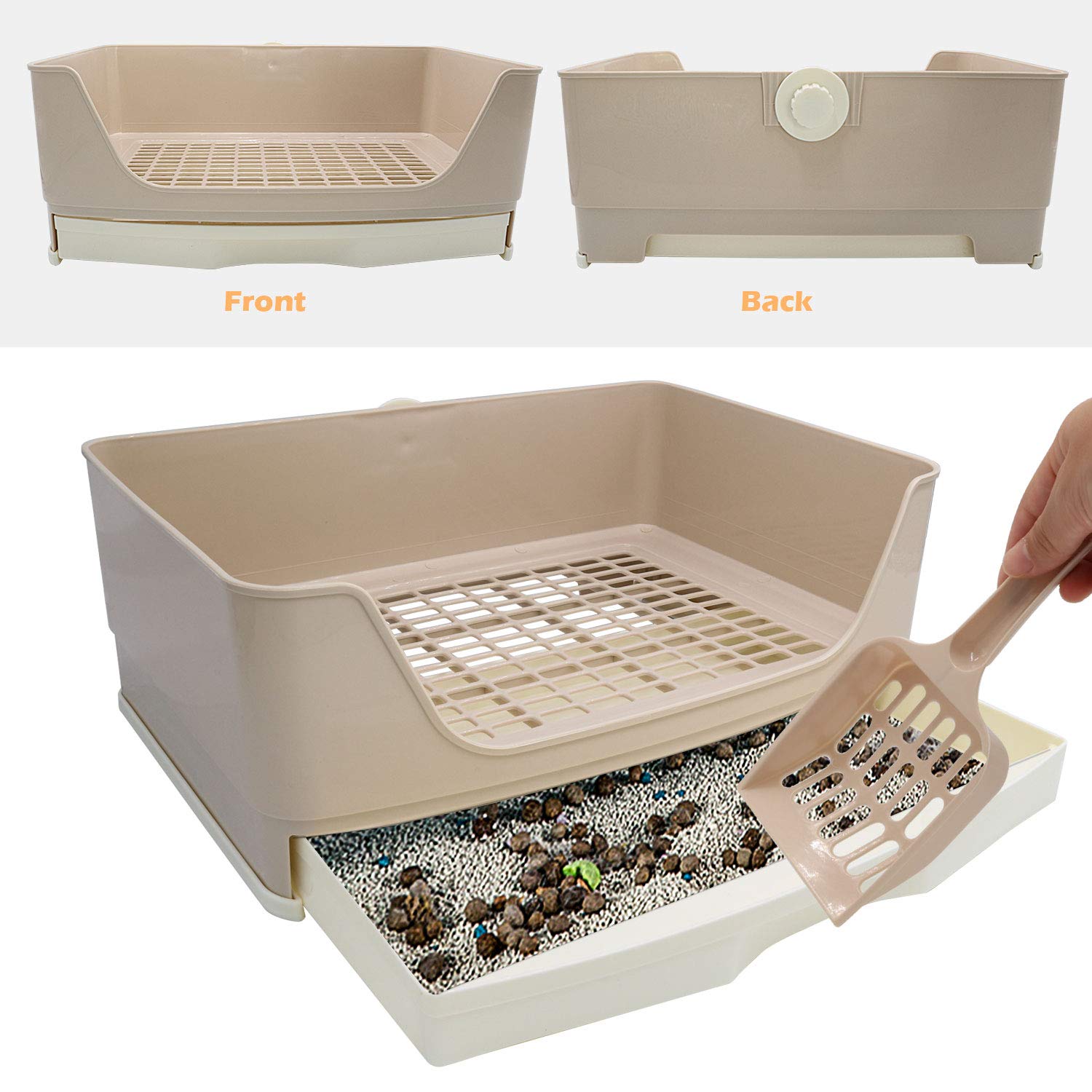 Bwogue Large Rabbit Litter Box Toilet,Potty Trainer Corner Bedding With Drawer Larger Pet Pan For Adult Guinea Pigs, Rabbits, Ha