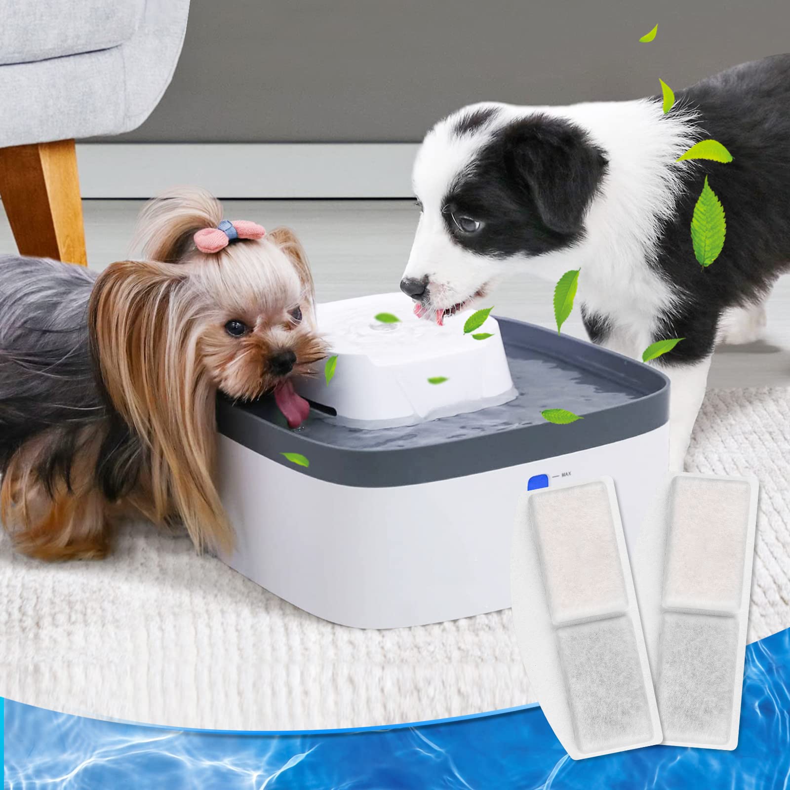 Myfatboss Pet Fountain Filter Replacement And Replacement Pre-Filter Sponges, 8+8 Pack Cat Water Fountain Filters And Foam Compitible With 100Oz/3L Automatic Pet Fountain, Pack Of 16