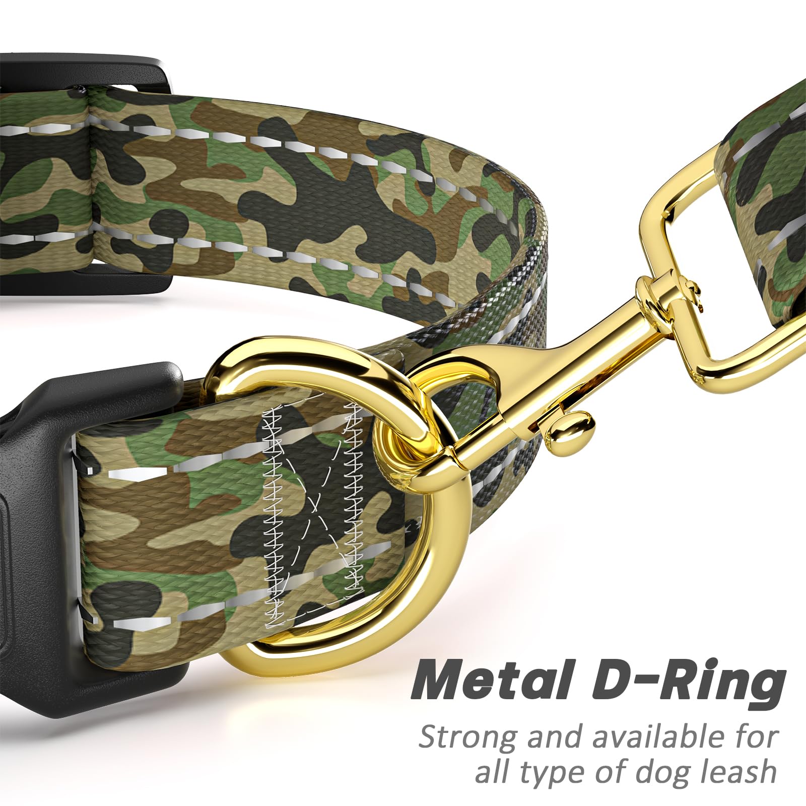 Moodel Reflective Dog Collar For Large Dogs, Cute Camouflage Adjustable Heavy-Duty Nylon Puppy Collar For Boy And Girl Female, S