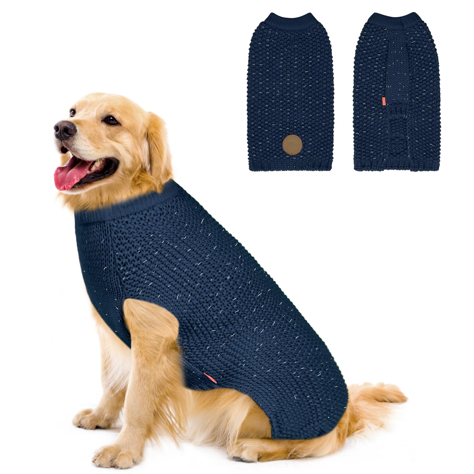 Kyeese Dog Sweater Warm Dog Coats Comfy Pet Sweater Medium Dog Sweater With Reflective Yarn Stretchy Dogs Clothes Pullover Pet S