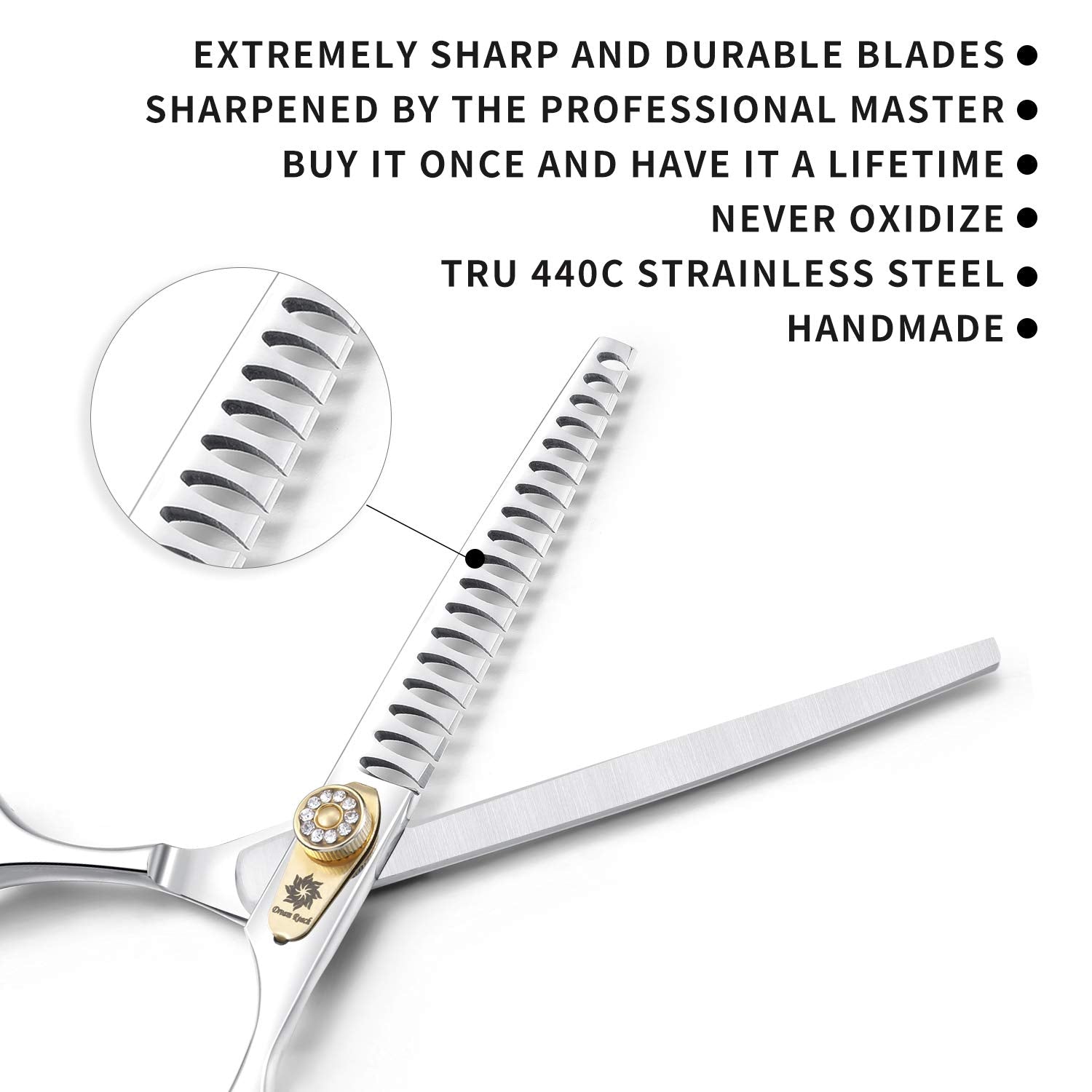 Dream Reach Dog Grooming Scissors Kit - JP-440C Stainless Steel, 7 Inch Chunker Scissors for Cats and Dogs