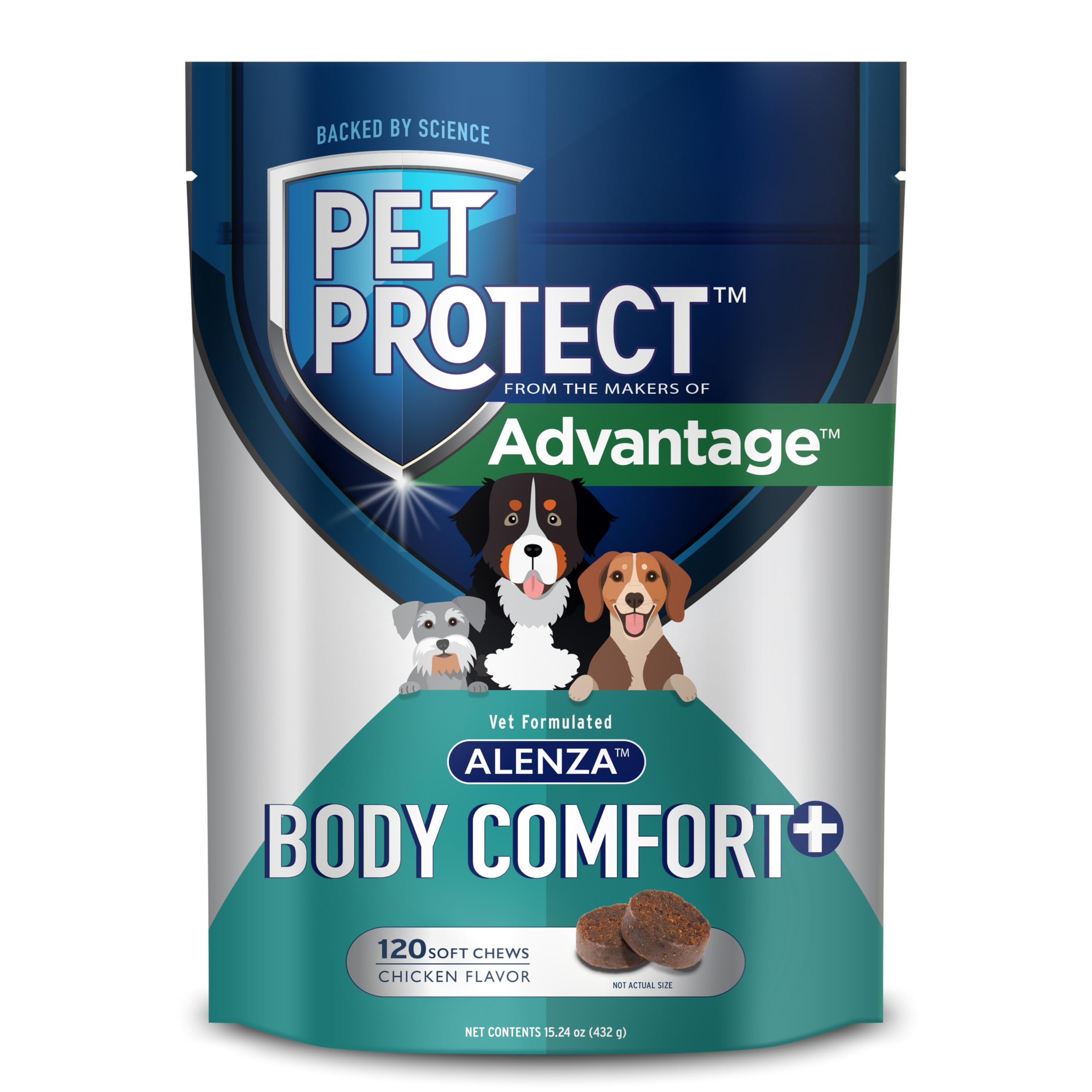 Pet Protect Whole Body Comfort+ Supplement for Dogs, Vet-Formulated Alenza, Supports a Normal Inflammatory Response, Chicken-Fla