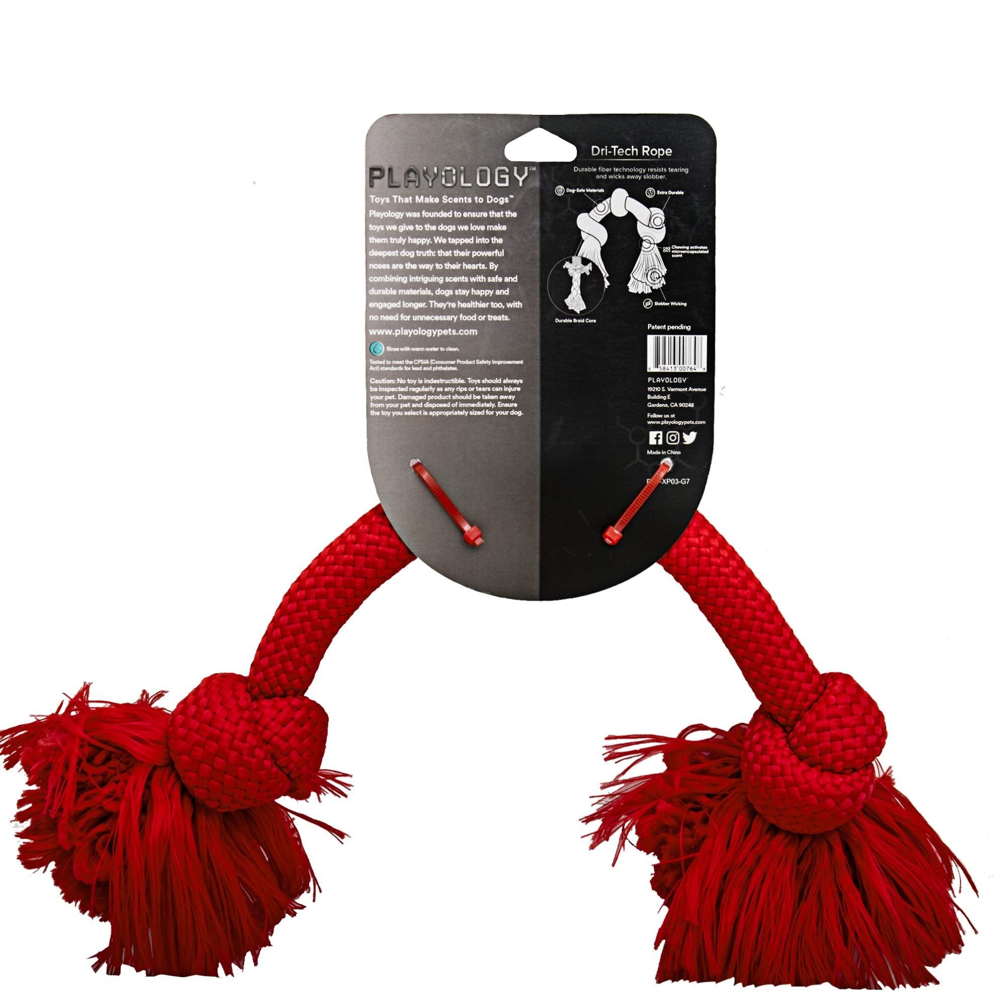 Playology Dri Tech Rope Dog Chew Toy For Large To X-Large Dogs 50Lbs & Up | Engaging, All-Natural Beef Scented Red Toy For Tough Chewers | Easy To Clean | Interactive And Non-Toxic