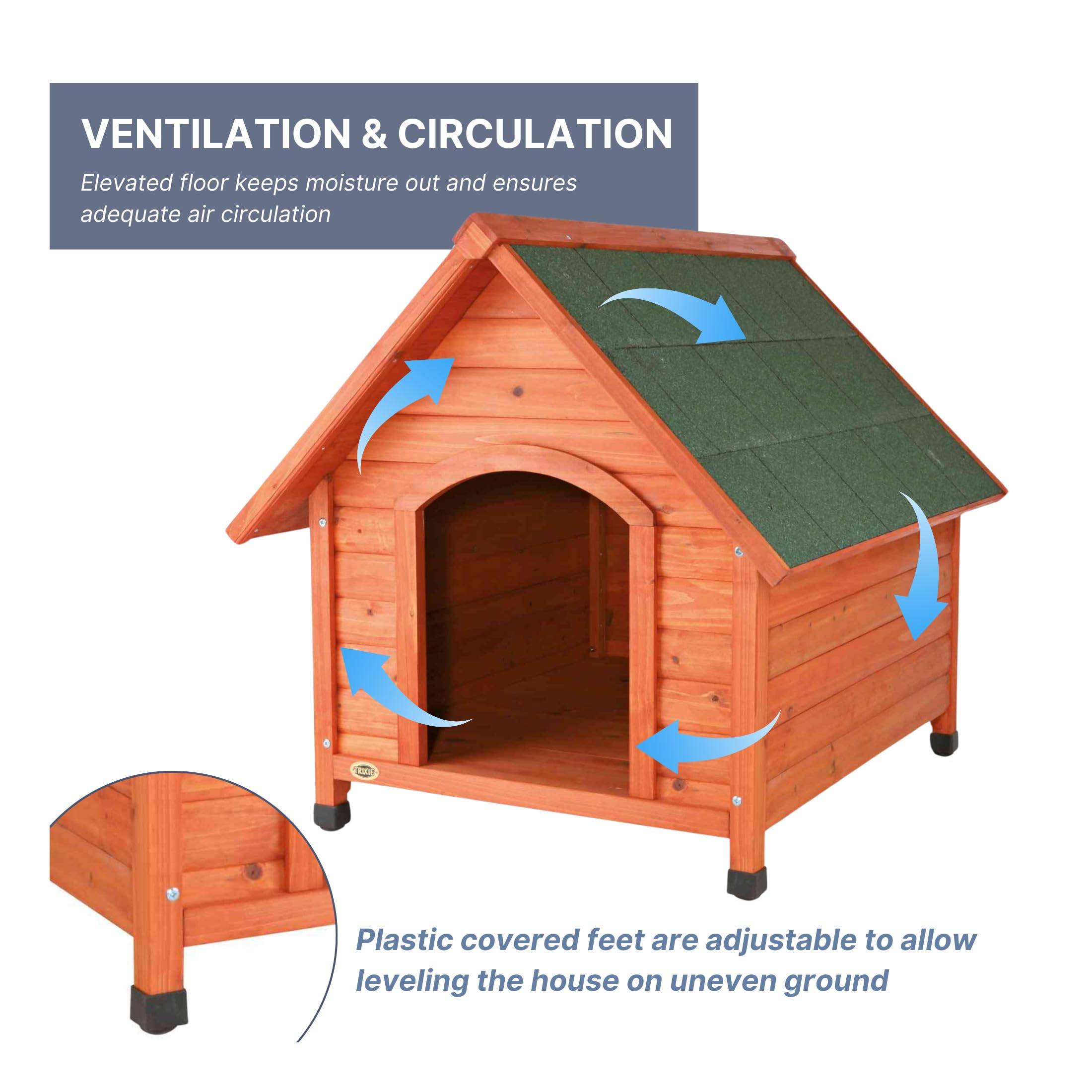 Trixie Natura Pitched Roof Dog House, 30'' L X 28'' W X 30.5'' H