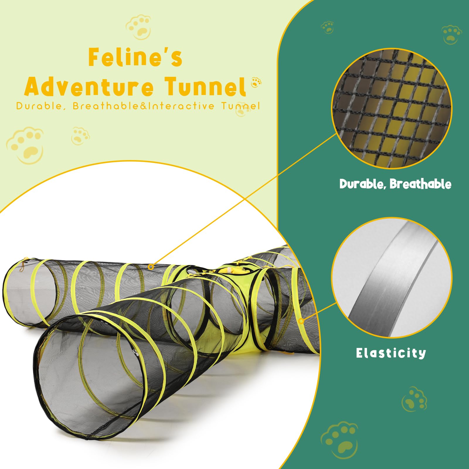 4-Way Cat Tunnel With Central Cube - Portable Mesh Playhouse For Indoor & Outdoor Use - Tent For Cats, Rabbits, And Small Pets