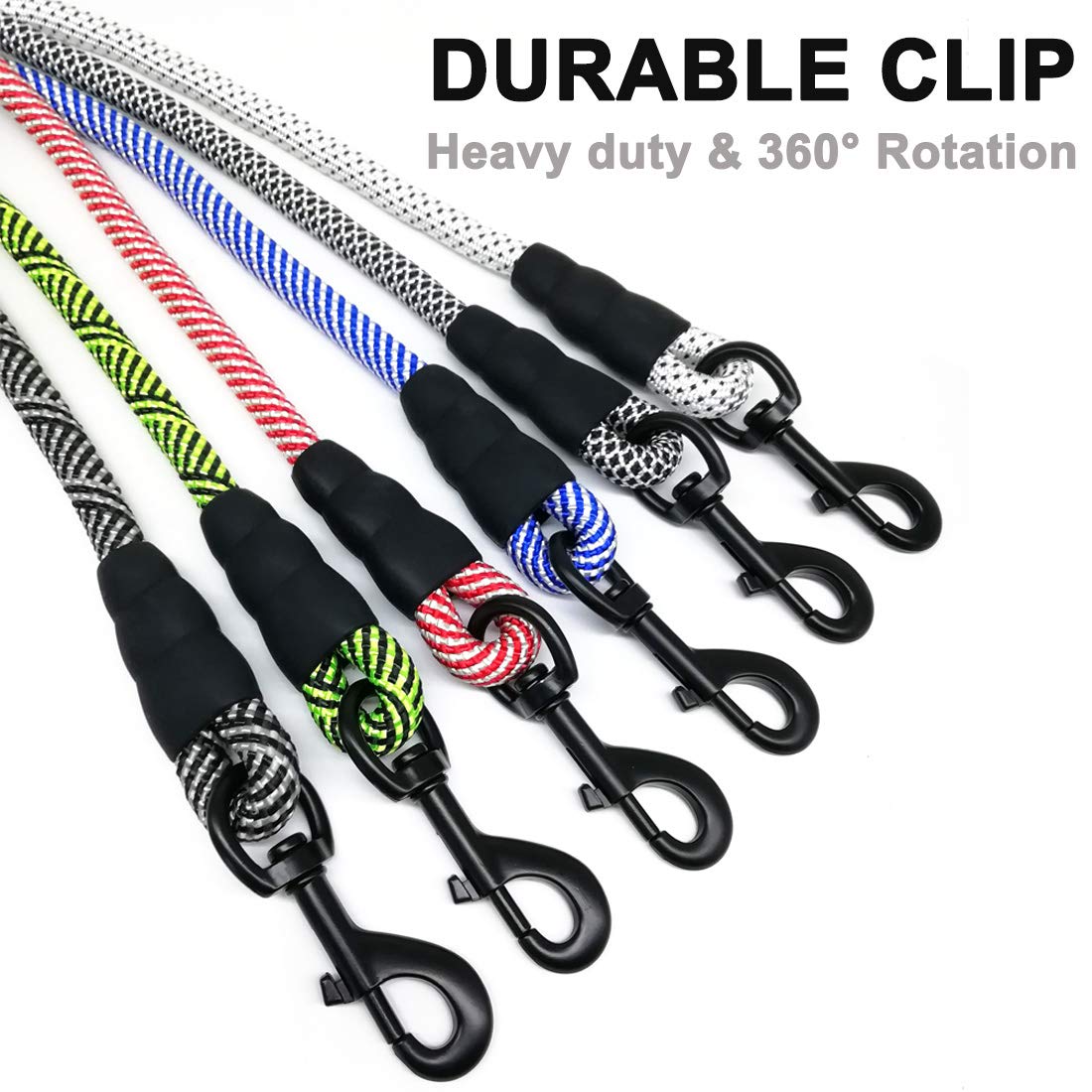 Maypaw Heavy Duty Rope Dog Leash, 3/4/5/6/8/10/12/15 Ft Nylon Pet Leash, Soft Padded Handle Thick Lead Leash For Large Medium Do
