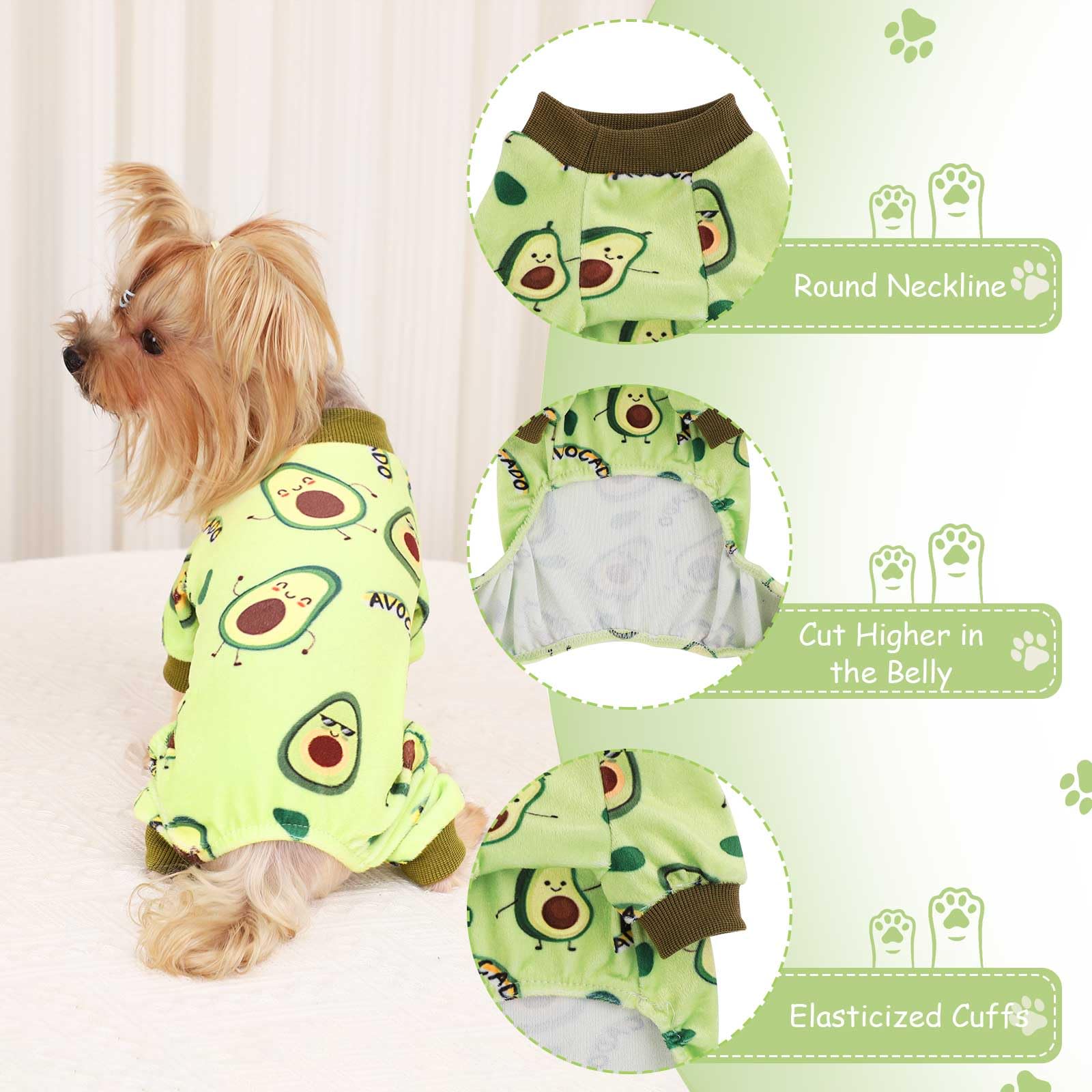 Kosiyi Dog Pajamas Puppy Clothes for Small Dogs Girl Boy, Stretch Fleece Winter Spring Dog Outfit, Lightweight Velvet Pet Jumpsu