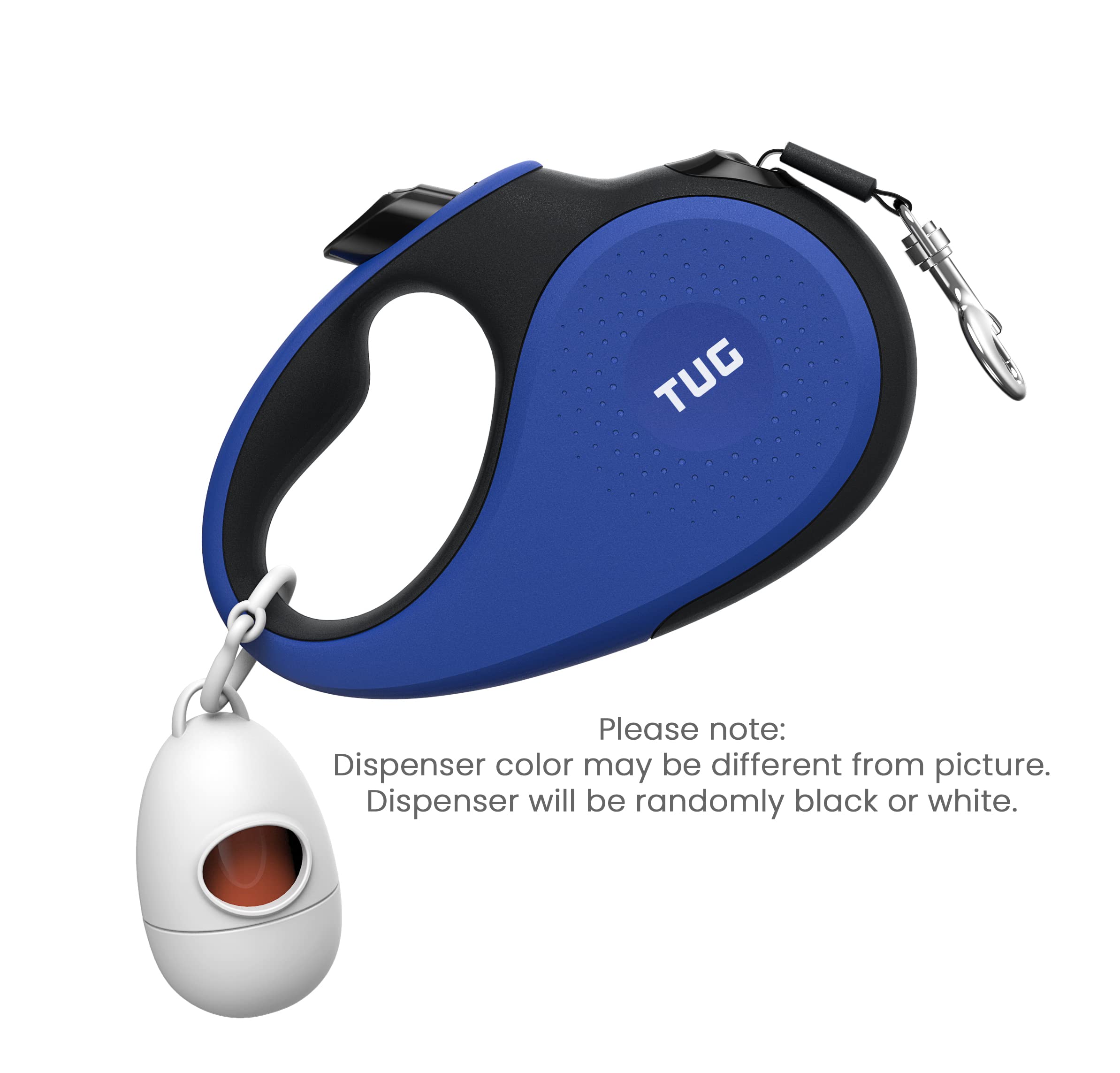 Tug 360?Tangle-Free Retractable Dog Leash With Waste Bag Dispenser (Small, Blue)