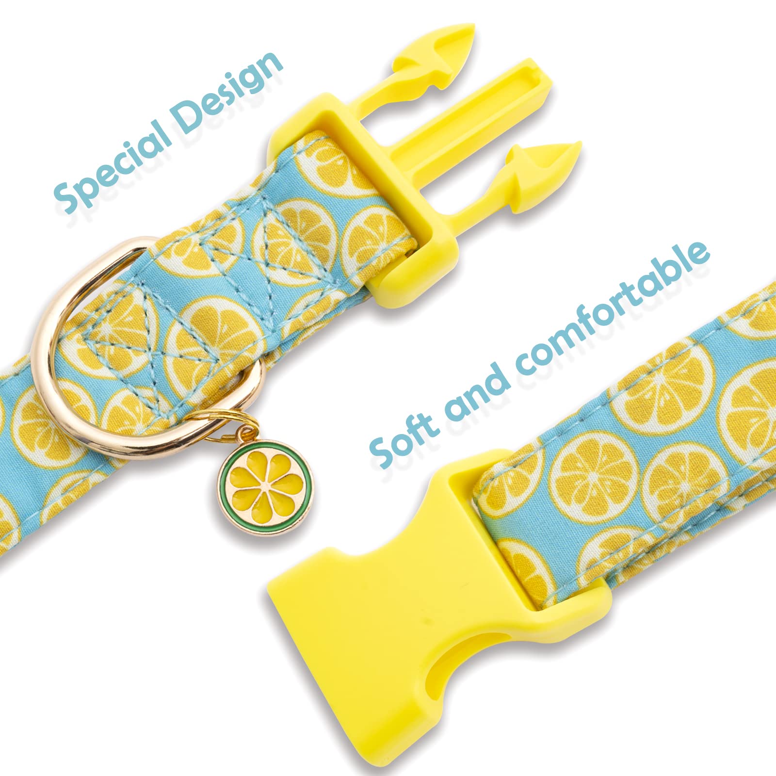 Faygarsle Cute Dog Collar For Girls Boy Dogs Soft Fancy Pet Collar With Lemon Design Ideal Yellow Green Summer Dog Collar For Sm