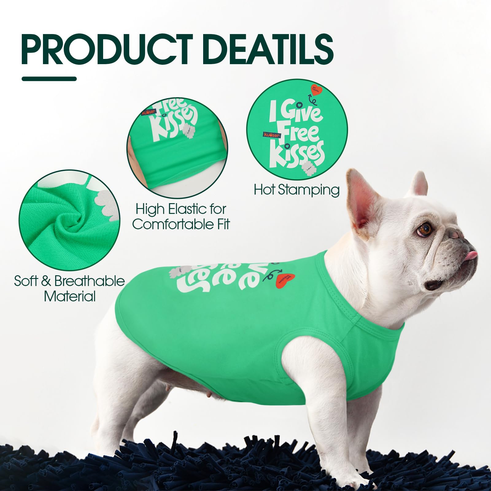 Kuoser Dog Shirt, Printed Dogs T-Shirt Soft Breathable Dog Shirts, Cute Doggy Sweatshirt For Small Medium Large Girls Boys, Pet
